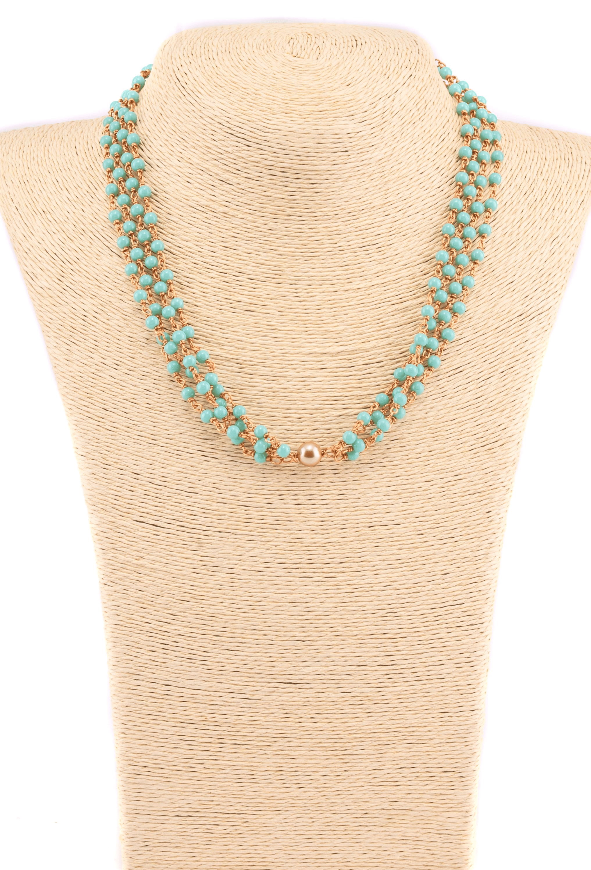 Multi-layered pearl centered beaded neclace