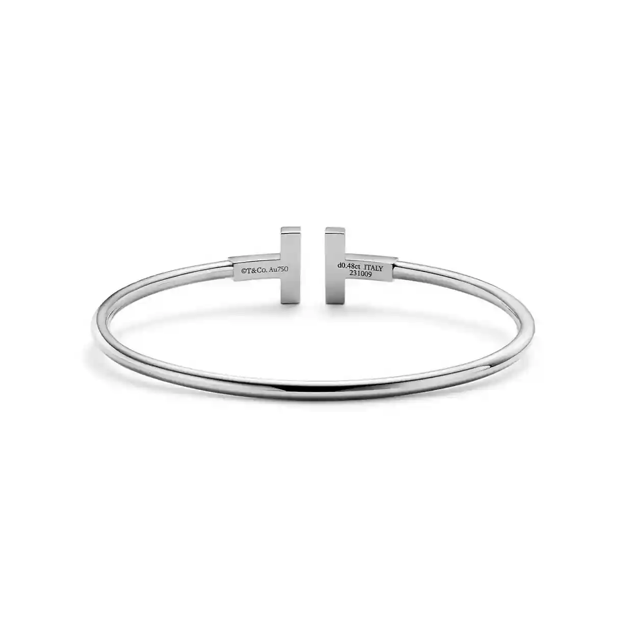 Tiffany T : Pavé Diamond Wire Bangle -White Gold