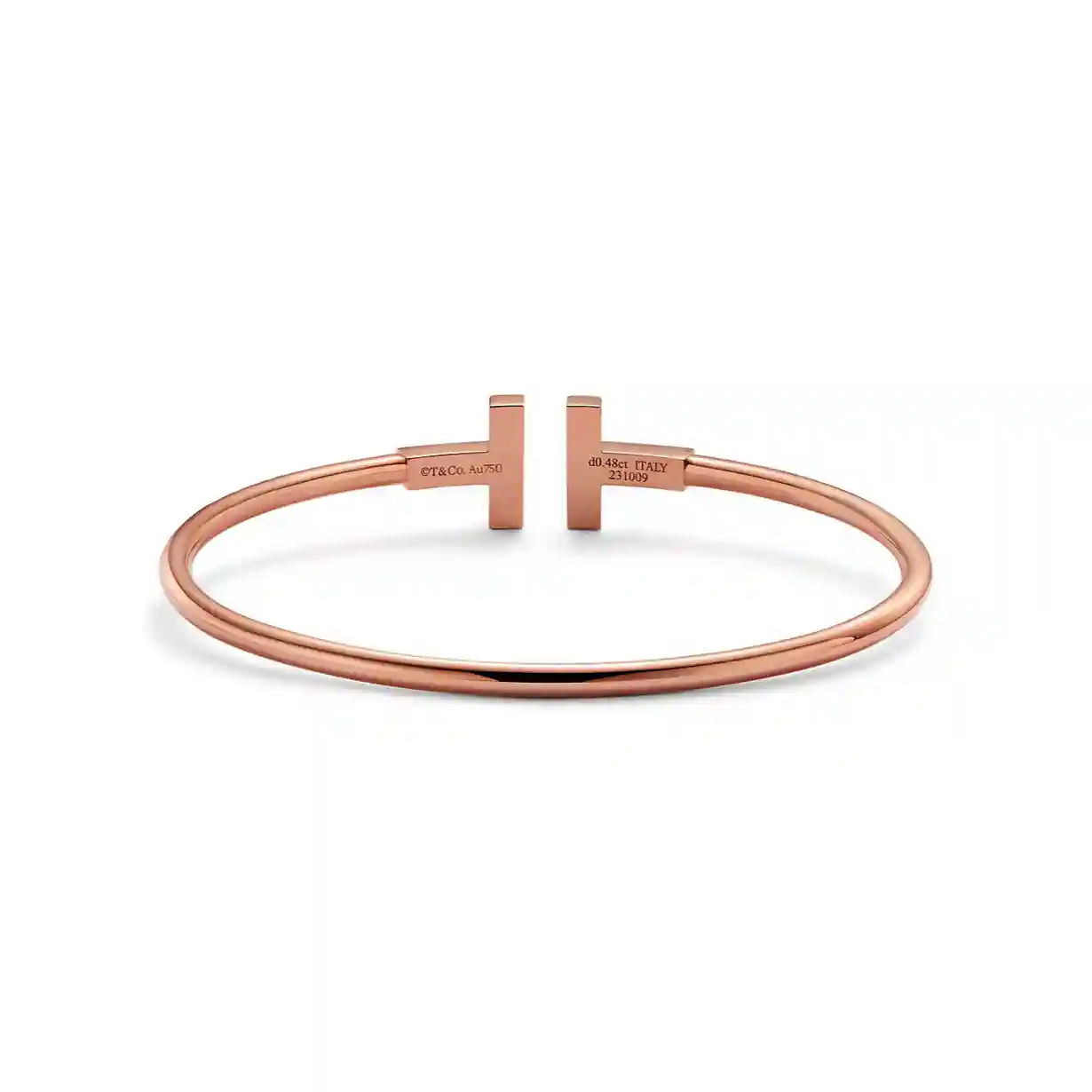 Tiffany T: Pavé Diamond Wire Bangle in Rose Gold