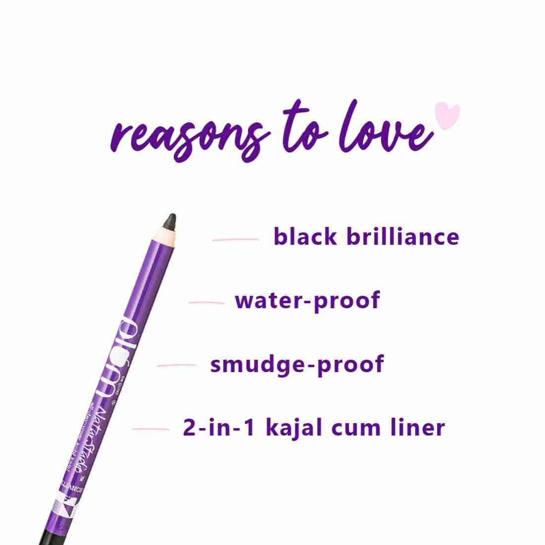 Plum NaturStudio All-Day-Wear Kohl Kajal Black Brilliance with FREE SHARPENER