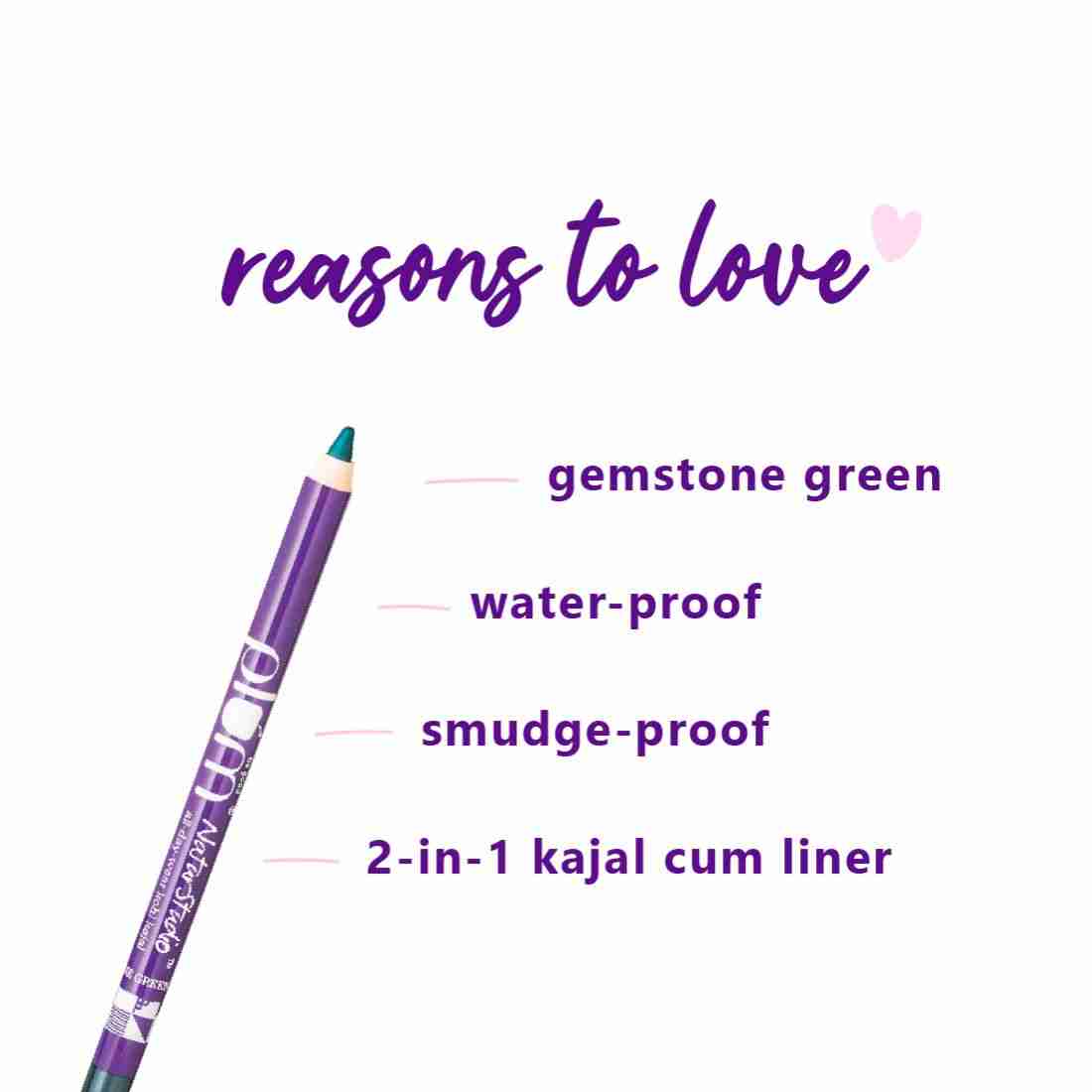 Plum NaturStudio All-Day-Wear Kohl Kajal Gemstone Green with FREE SHARPENER