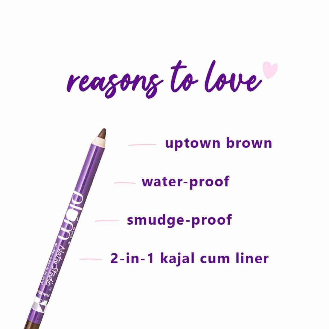 Plum NaturStudio All-Day-Wear Kohl Kajal Uptown Brown with FREE SHARPENER