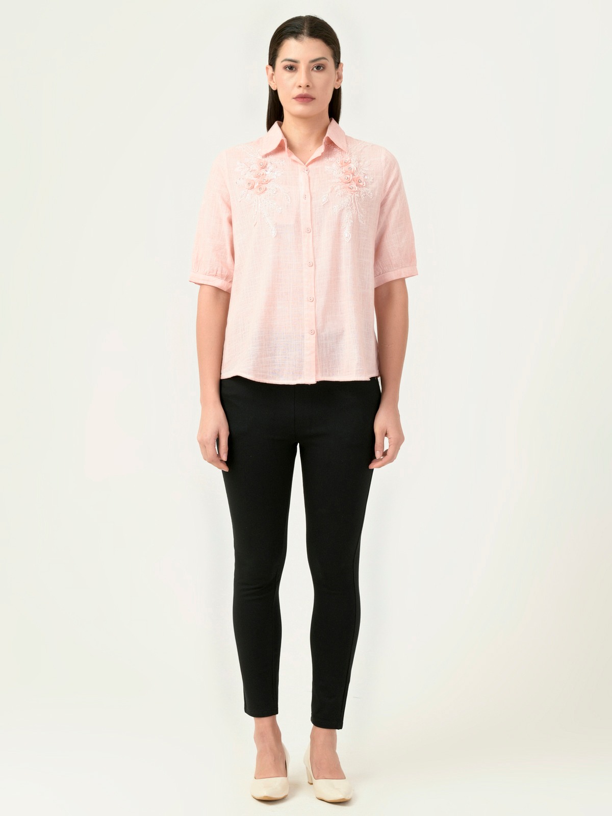 Albion Women Smart Premium Peach Blouson Top