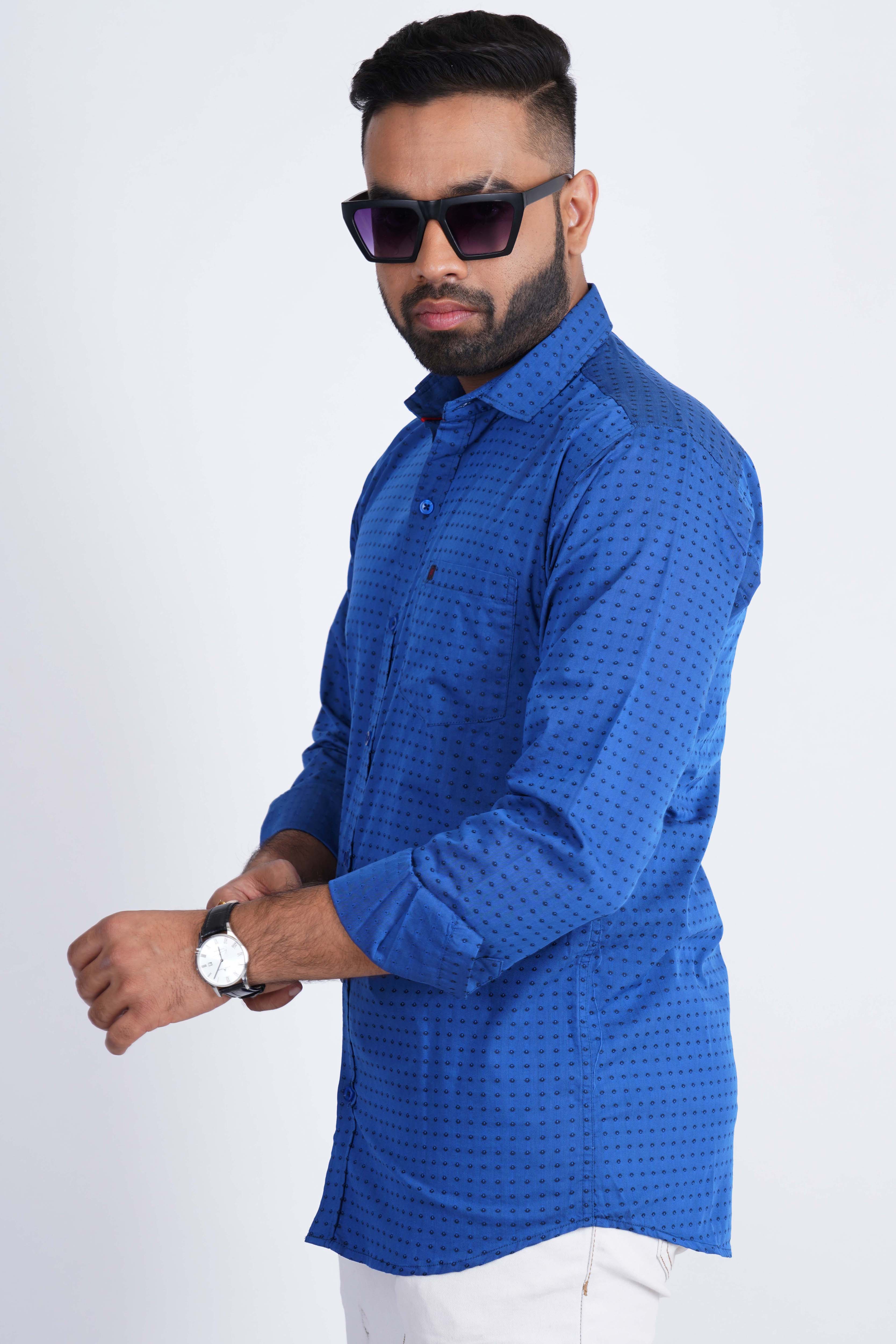Royal Blue Small Booti Woven Hector Shirt