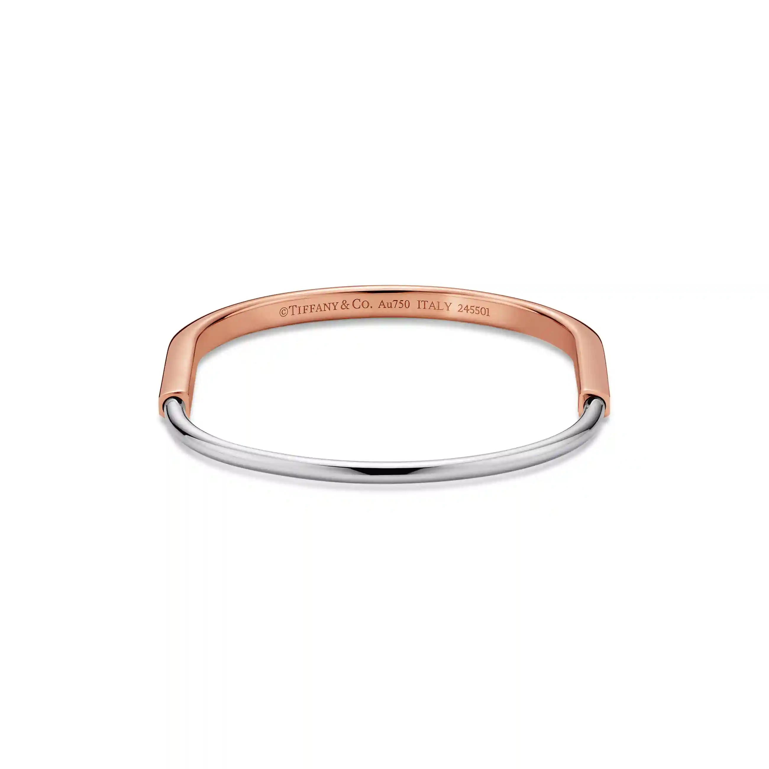 Tiffany Lock: Narrow Bangle in Rose and White Gold