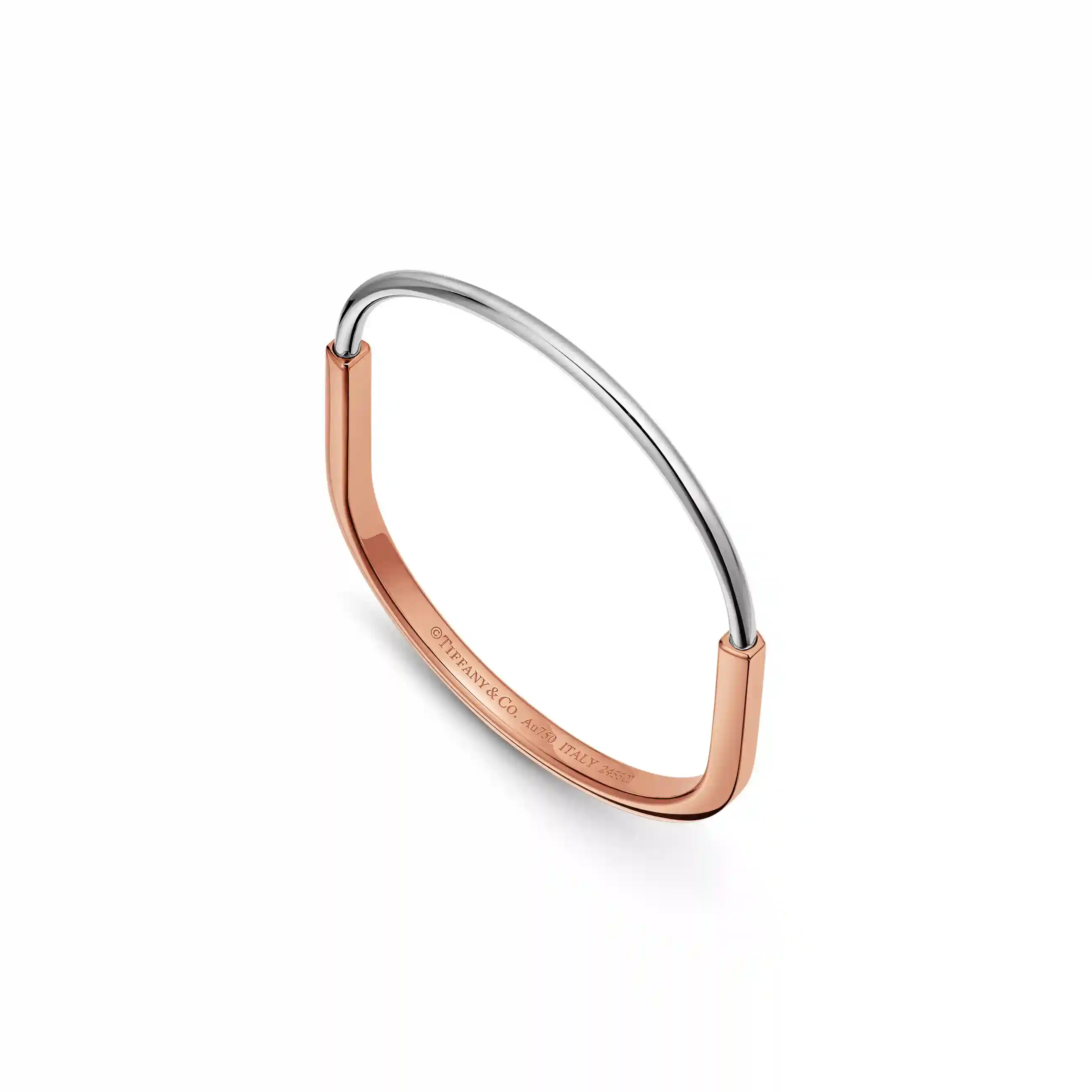 Tiffany Lock: Narrow Bangle in Rose and White Gold