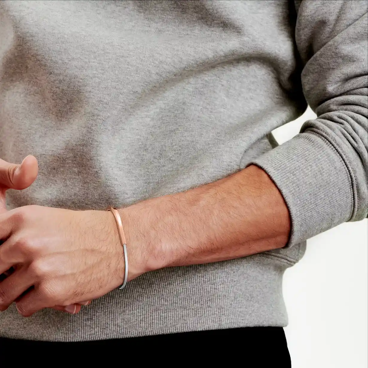 Tiffany Lock: Narrow Bangle in Rose and White Gold