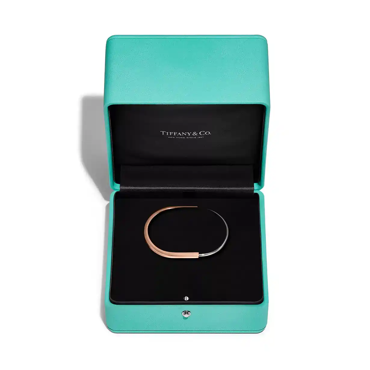 Tiffany Lock: Narrow Bangle in Rose and White Gold