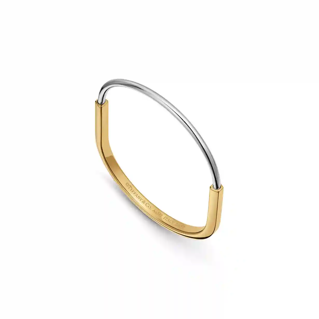 Tiffany Lock:Narrow Bangle in Yellow and White Gold
