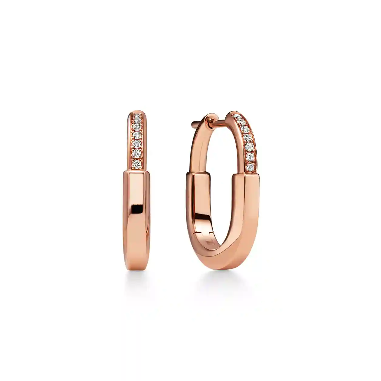 Tiffany Lock: Small Earrings in Rose Gold with Diamonds