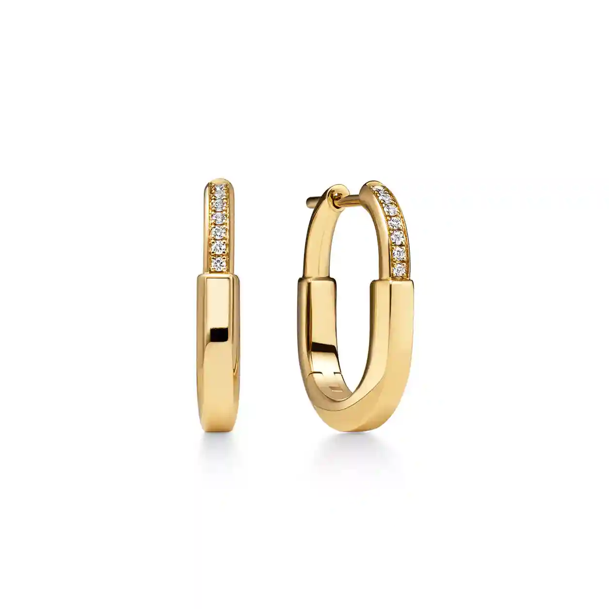 Tiffany Lock: Small Earrings in Yellow Gold with Diamonds