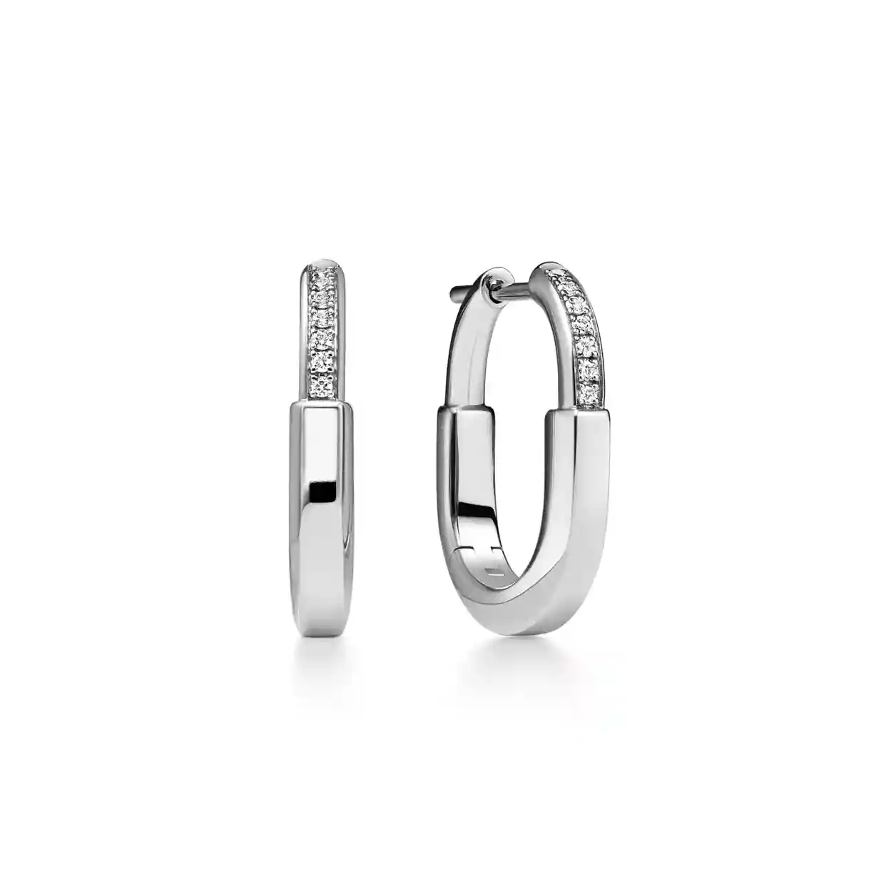 Tiffany Lock: Small Earrings in White Gold with Diamonds