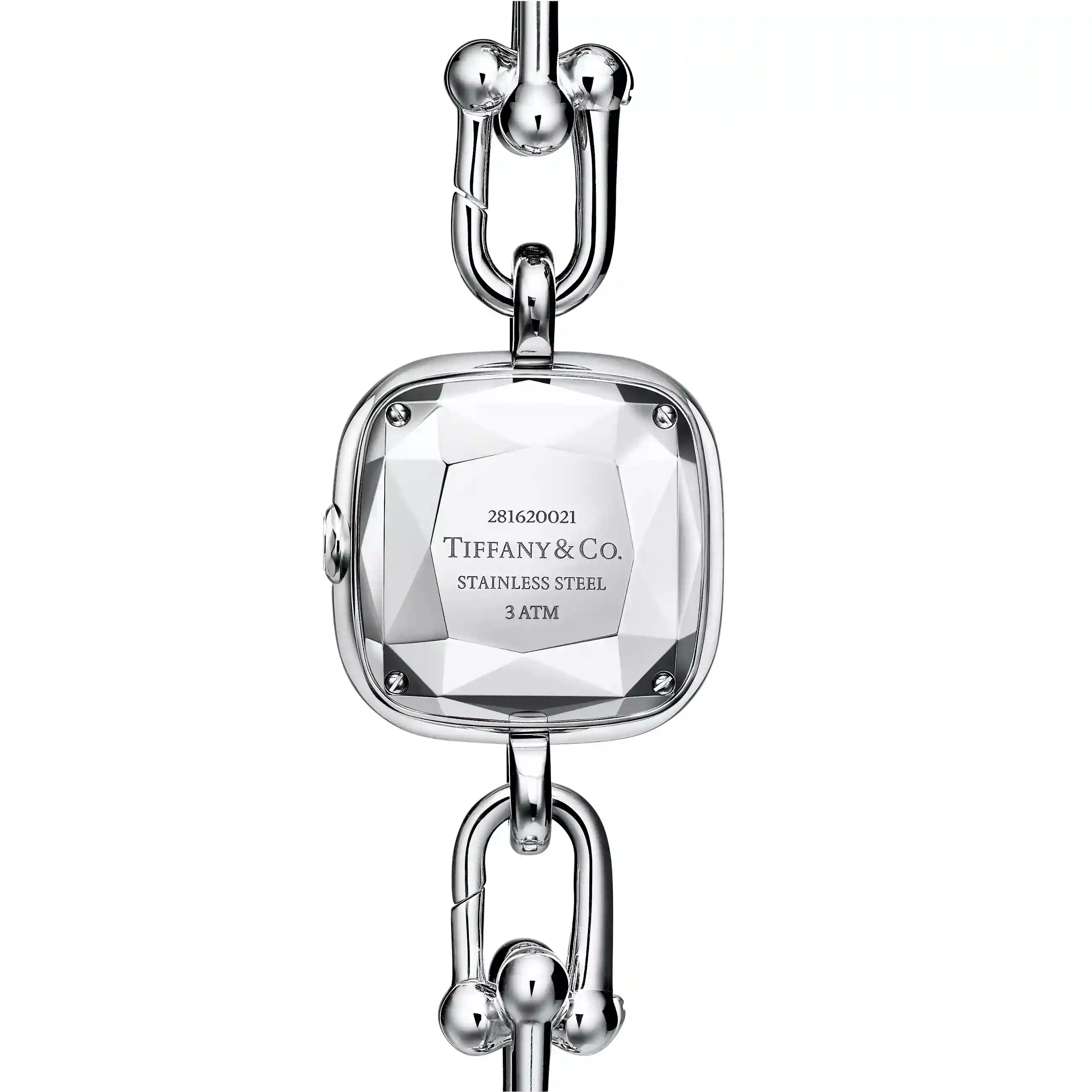 Tiffany HardWear: Watch in Sterling Silver and Diamonds with Pink Mother-of-pearl
