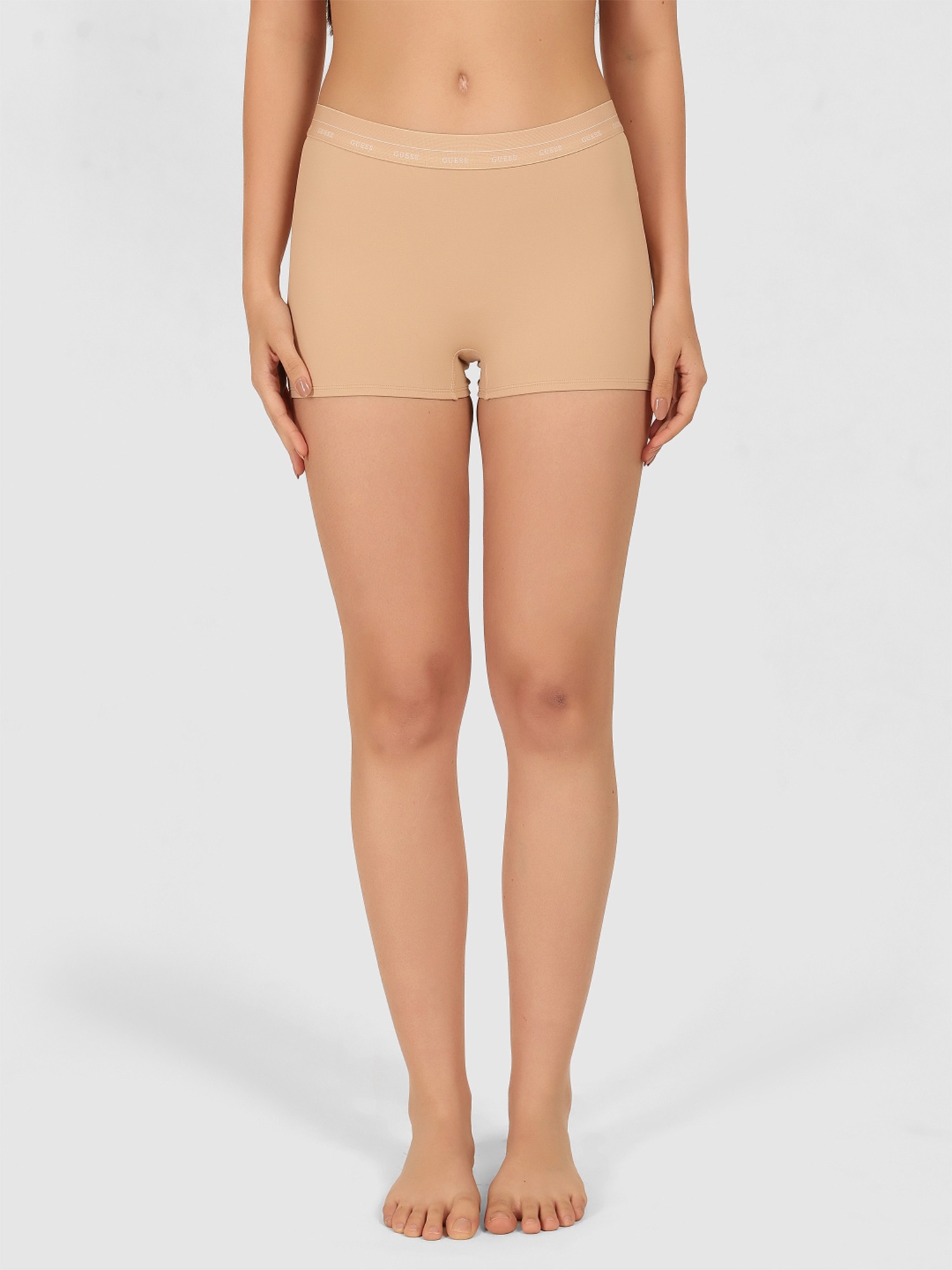 Guess Beige Polyamide Solid/Plain Women Boyshorts
