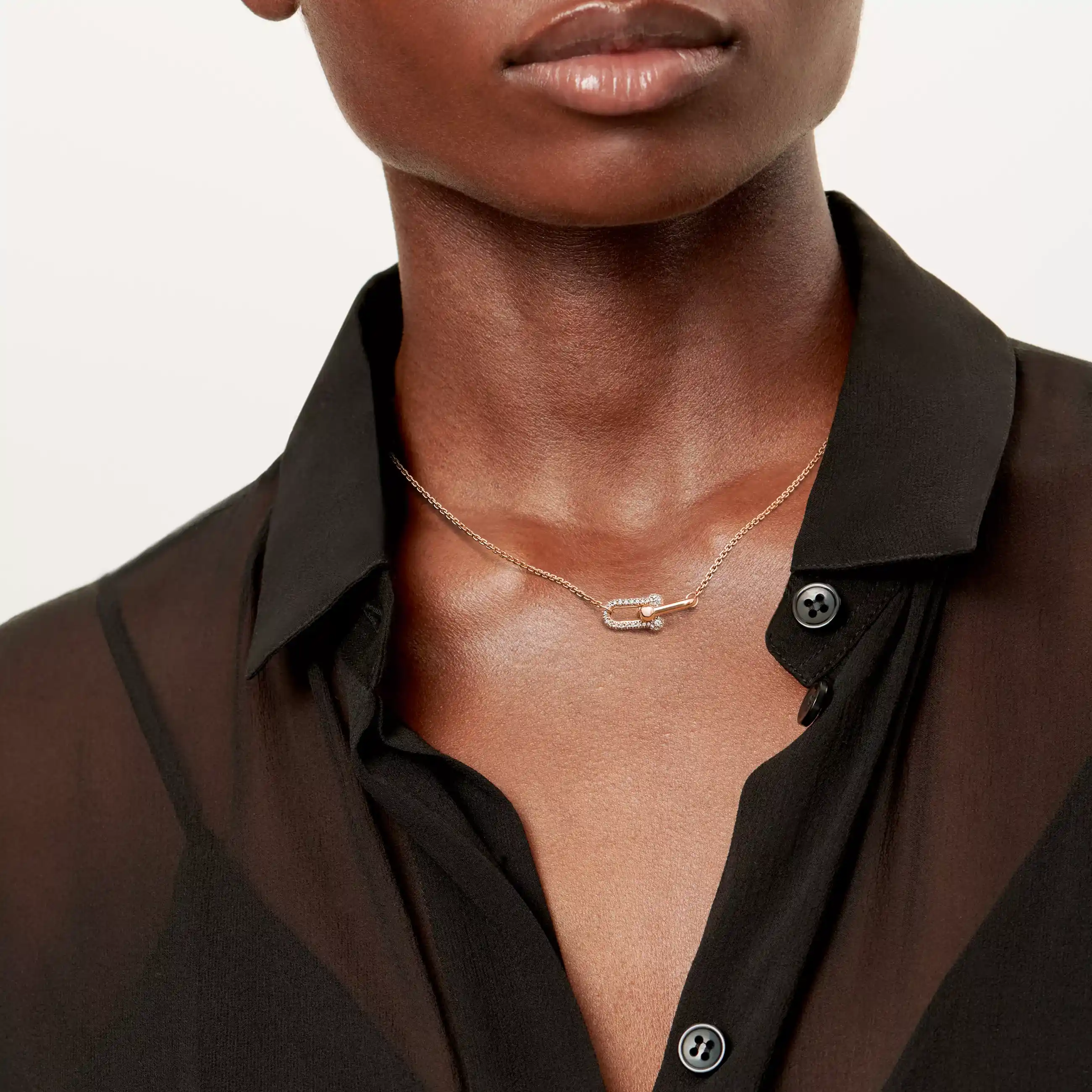 Tiffany HardWear: Double Link Pendant in Rose Gold with Diamonds