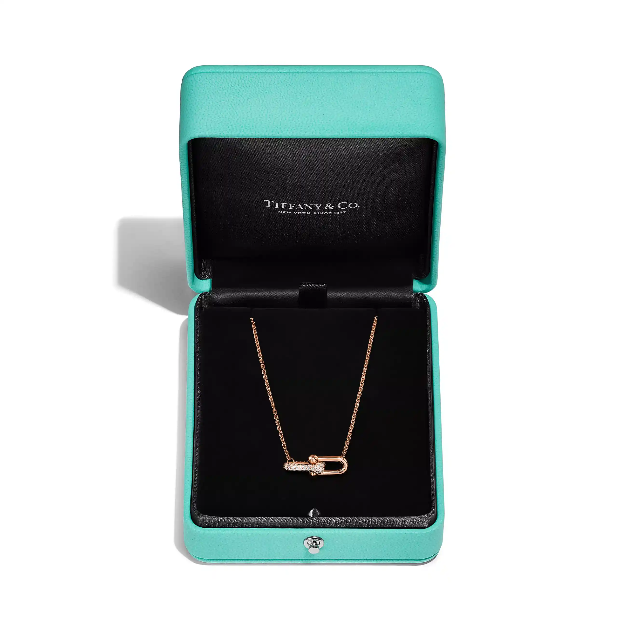 Tiffany HardWear: Double Link Pendant in Rose Gold with Diamonds
