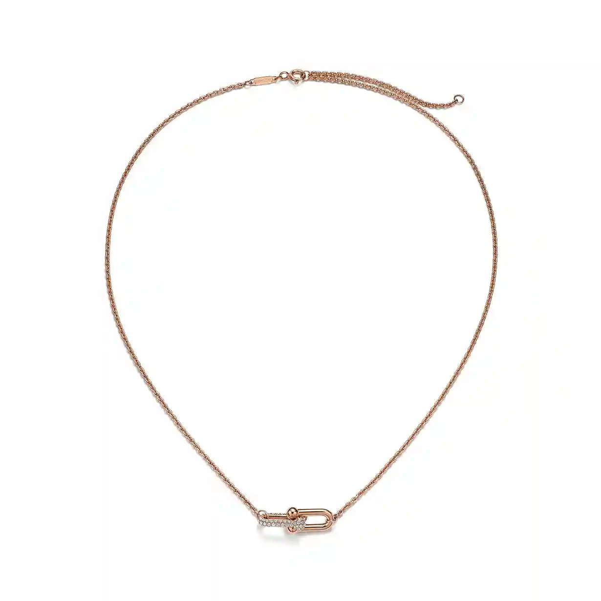Tiffany HardWear: Double Link Pendant in Rose Gold with Diamonds