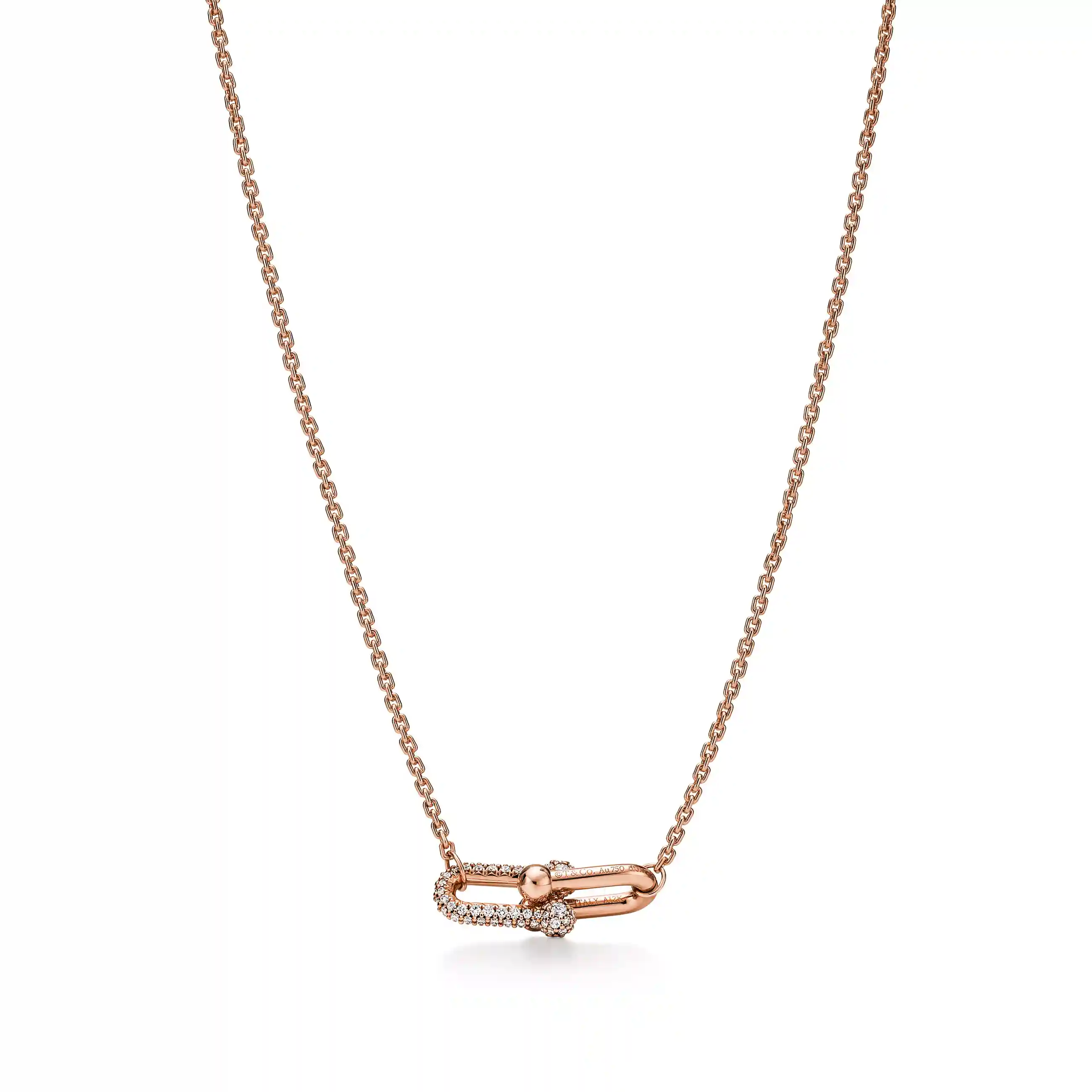 Tiffany HardWear: Double Link Pendant in Rose Gold with Diamonds