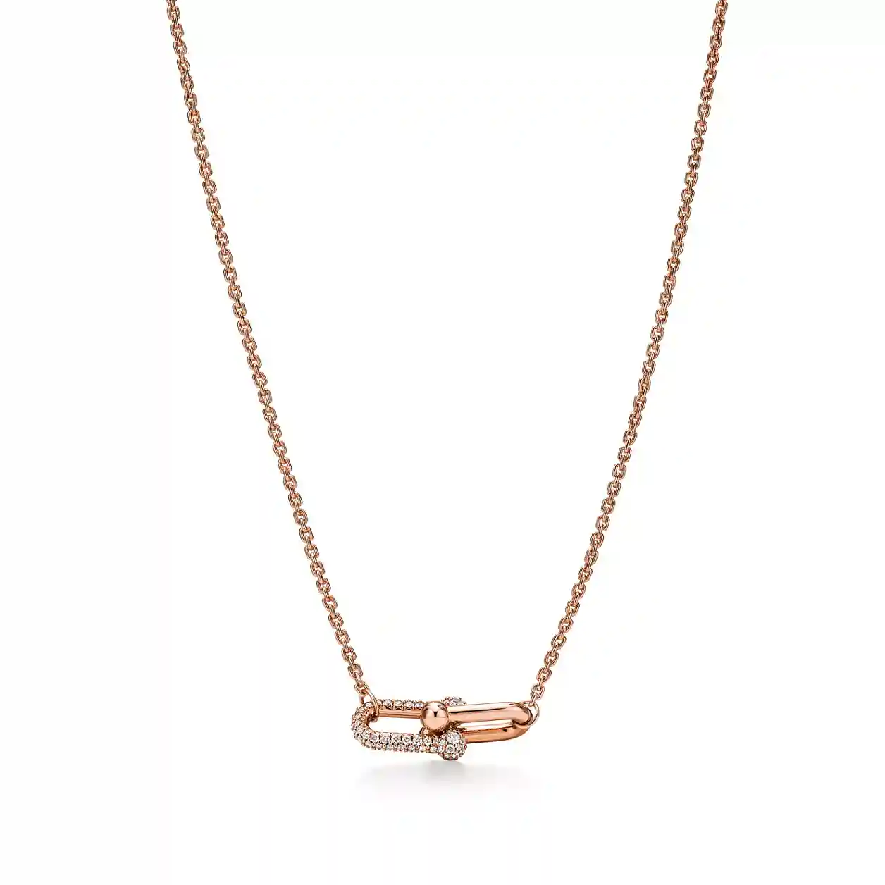 Tiffany HardWear: Double Link Pendant in Rose Gold with Diamonds