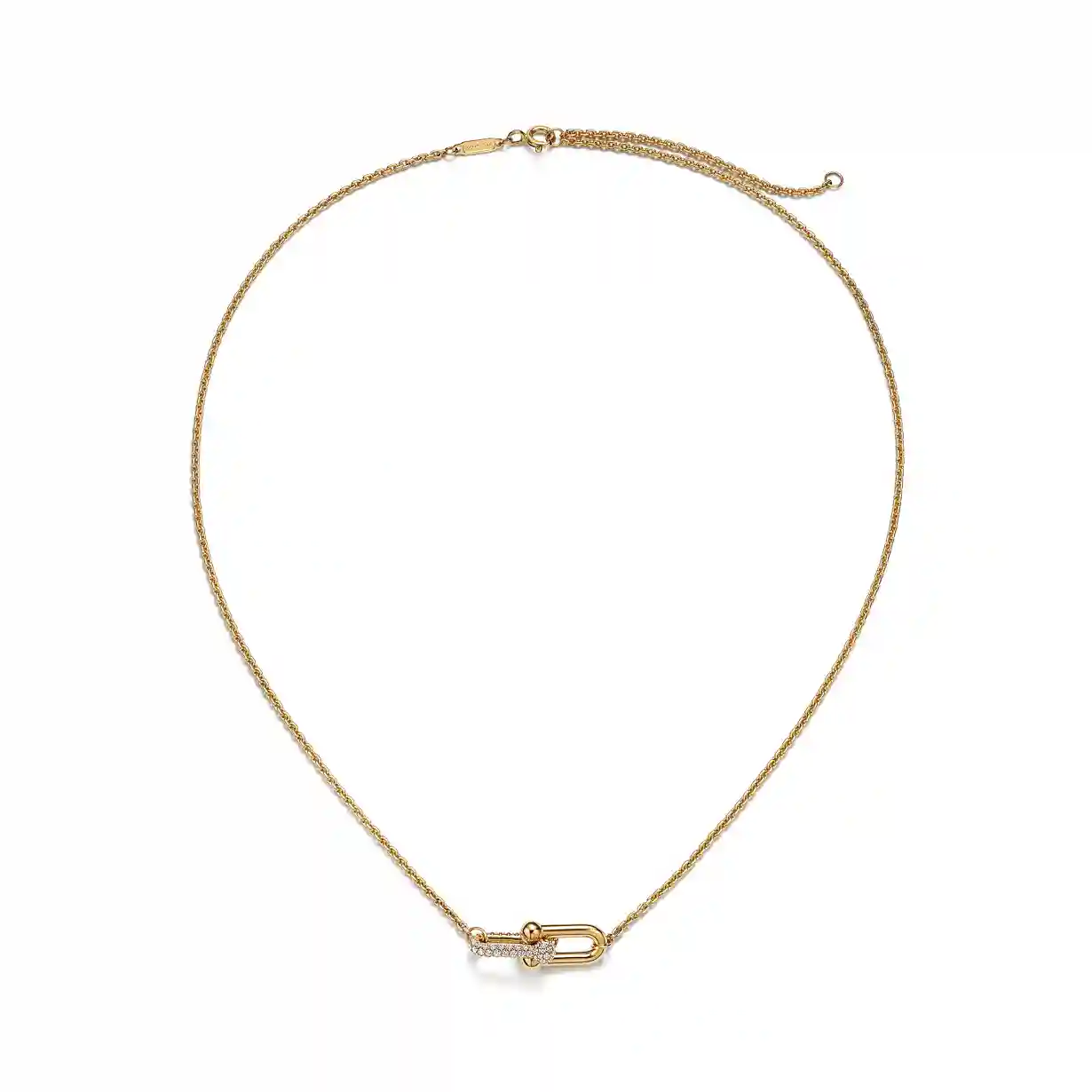 Tiffany HardWear: Double Link Pendant in Yellow Gold with Diamonds