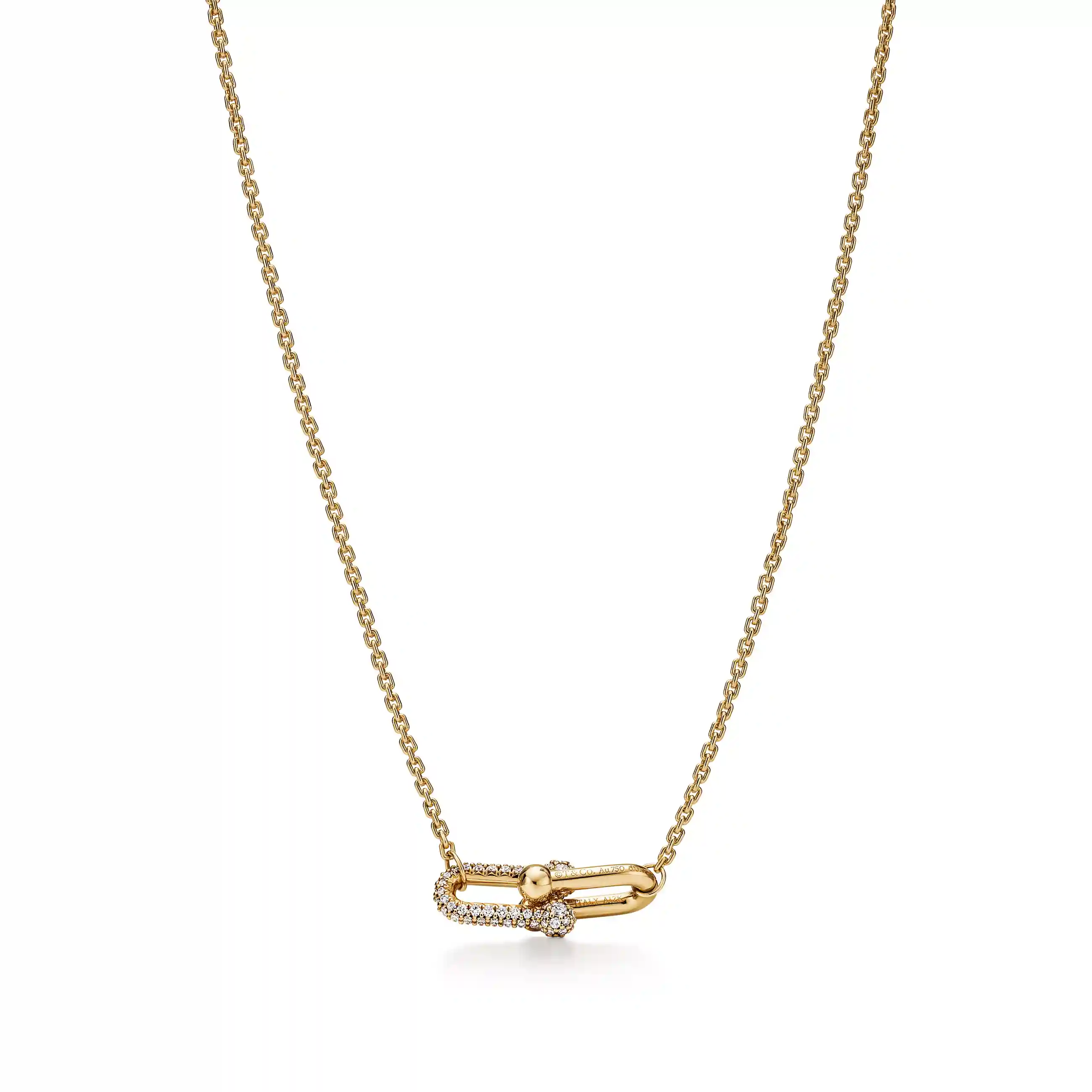 Tiffany HardWear: Double Link Pendant in Yellow Gold with Diamonds