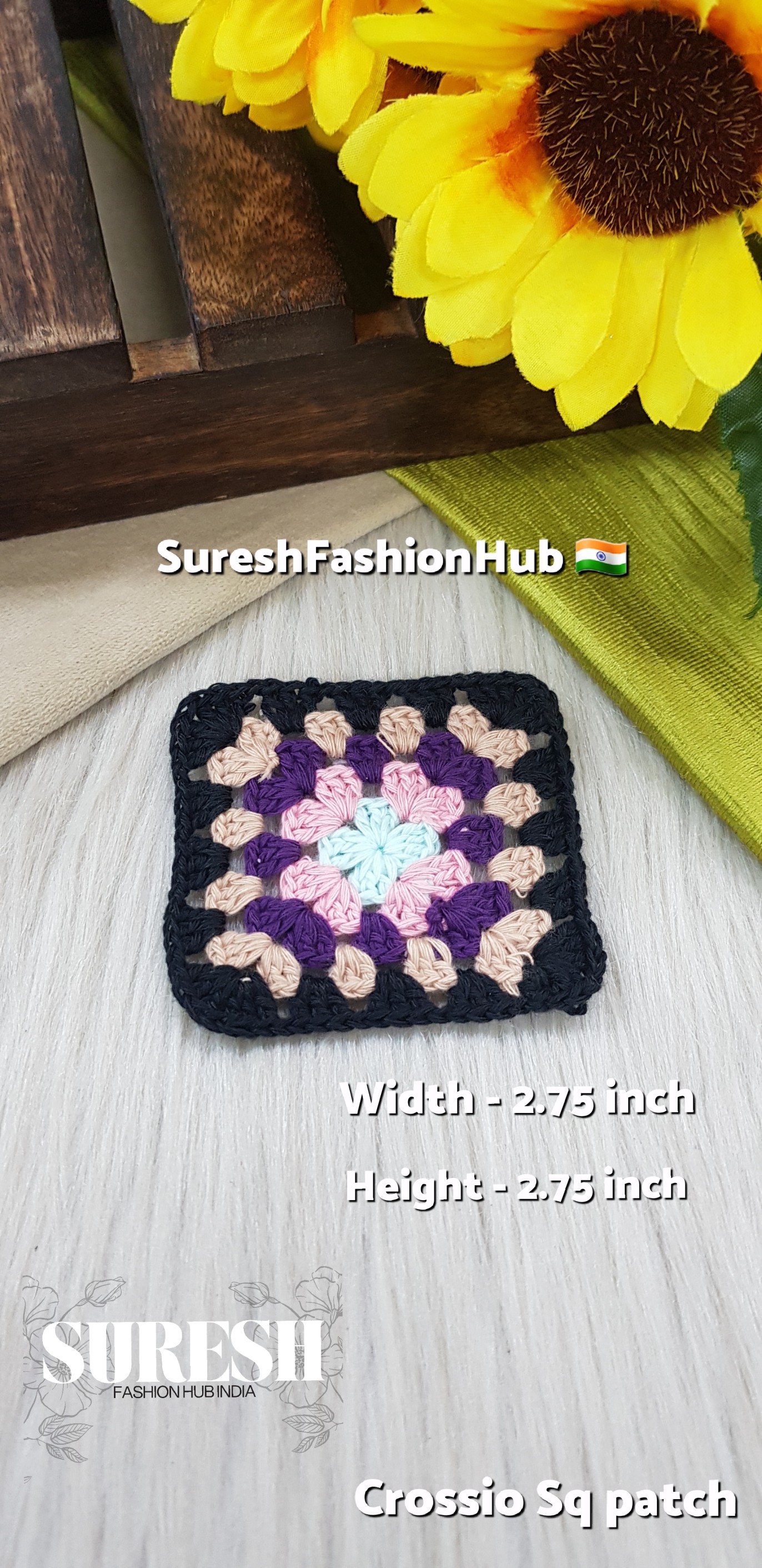 Cr-1 Handmade Crosio Square Patch (Black)