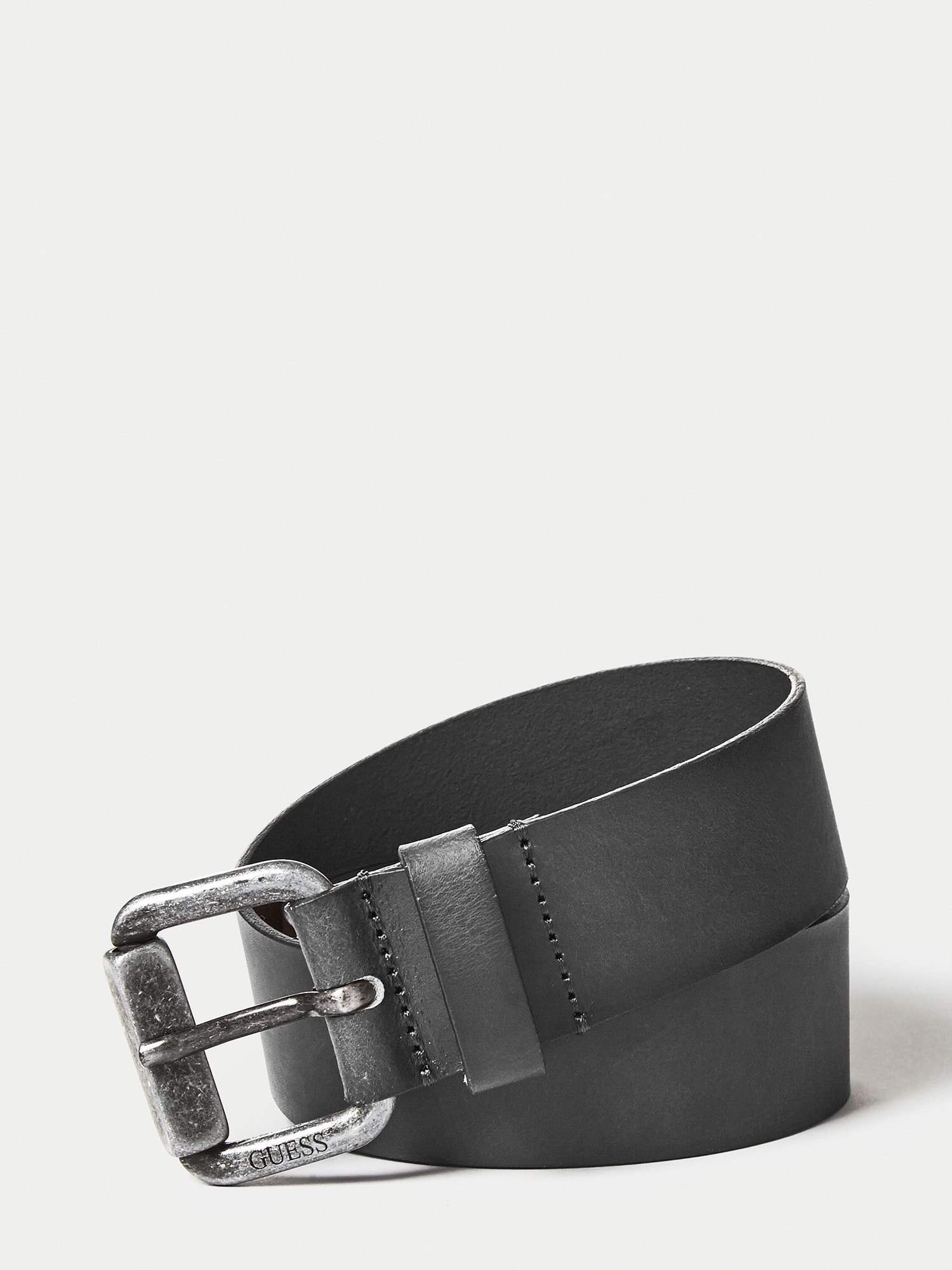 Men Black Solid Leather Belt