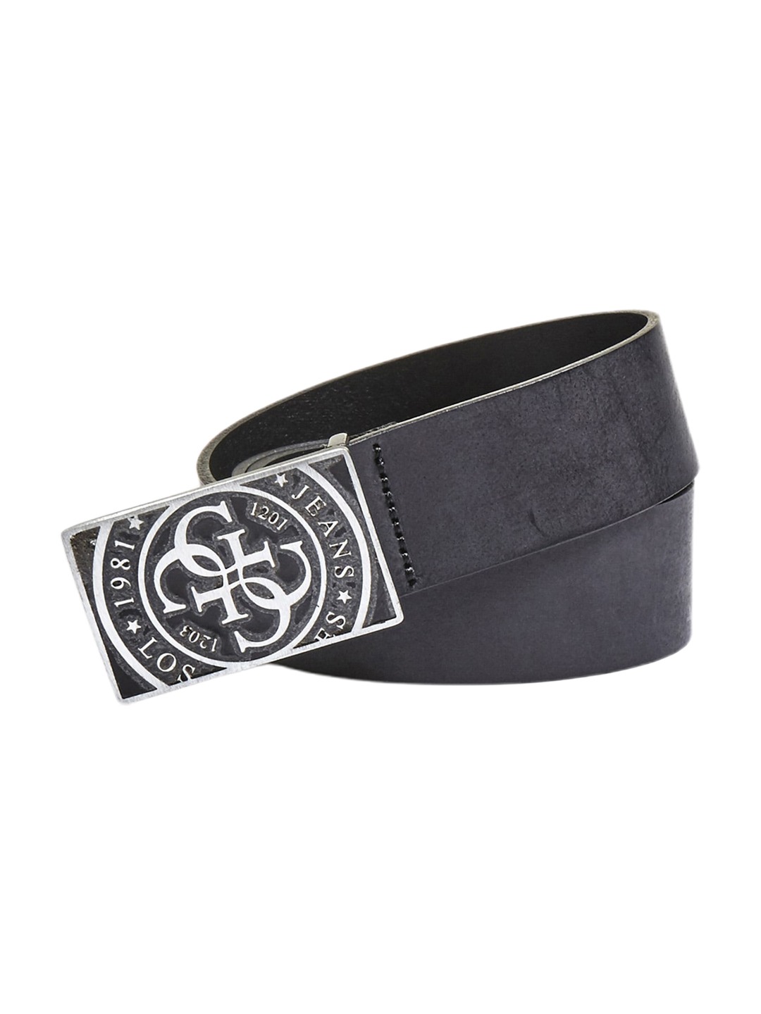 Men Black Solid Leather Belt