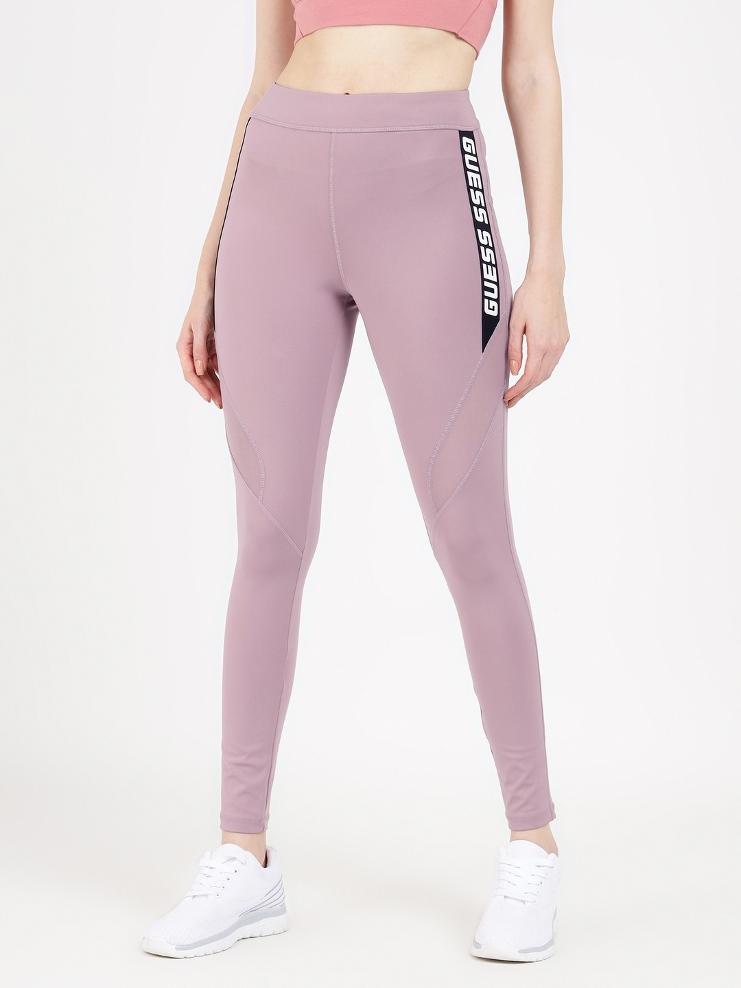 Pink Solid High Rise Leggings