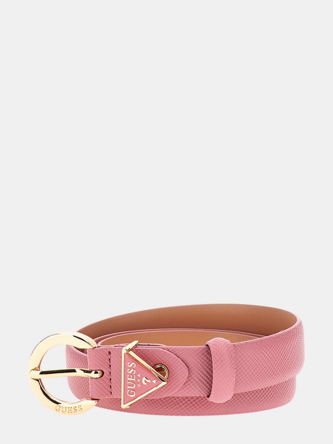 Women Pink Textured Polyester Belt