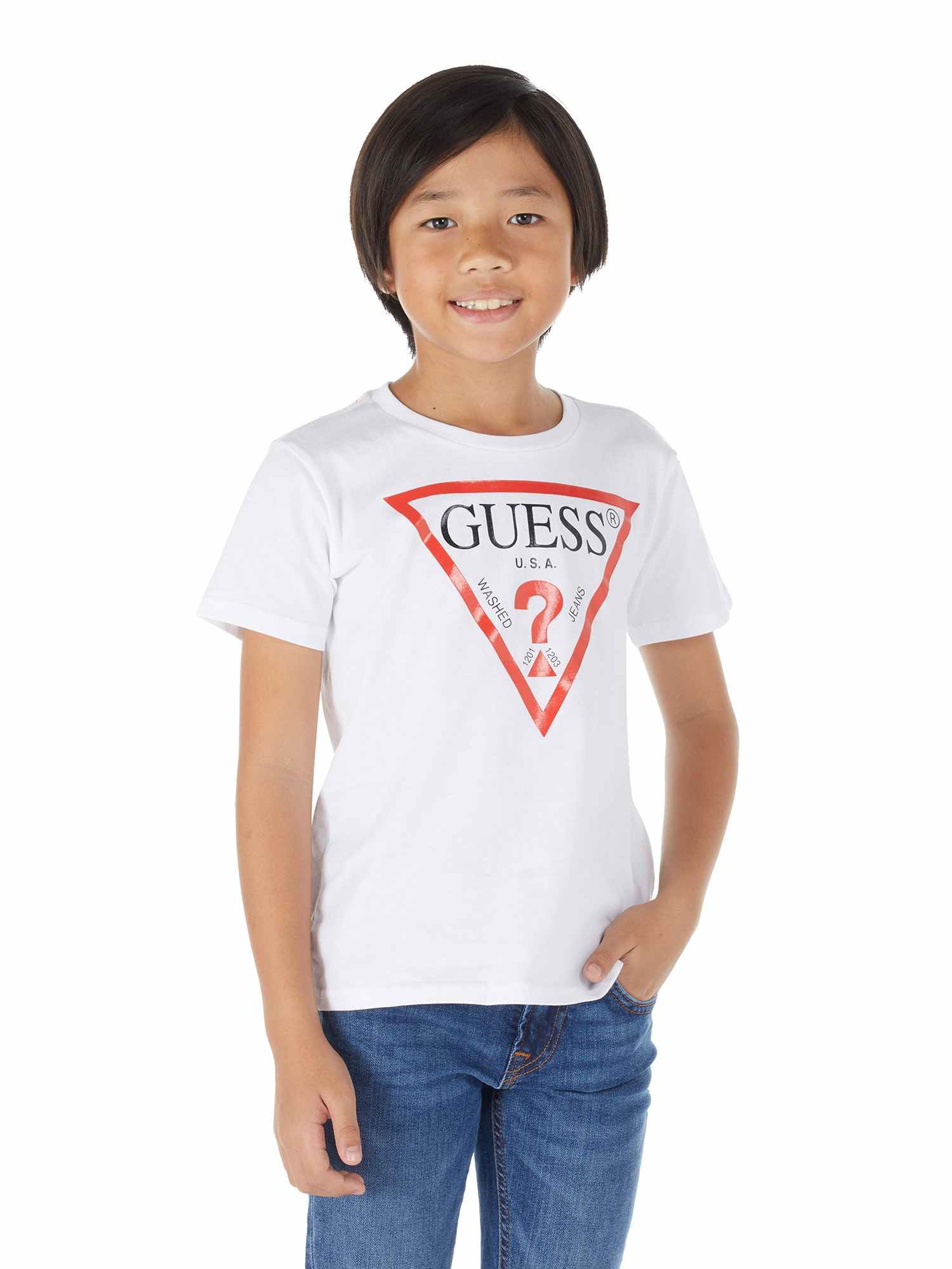 White Round Neck Short Sleeves Printed T-Shirt