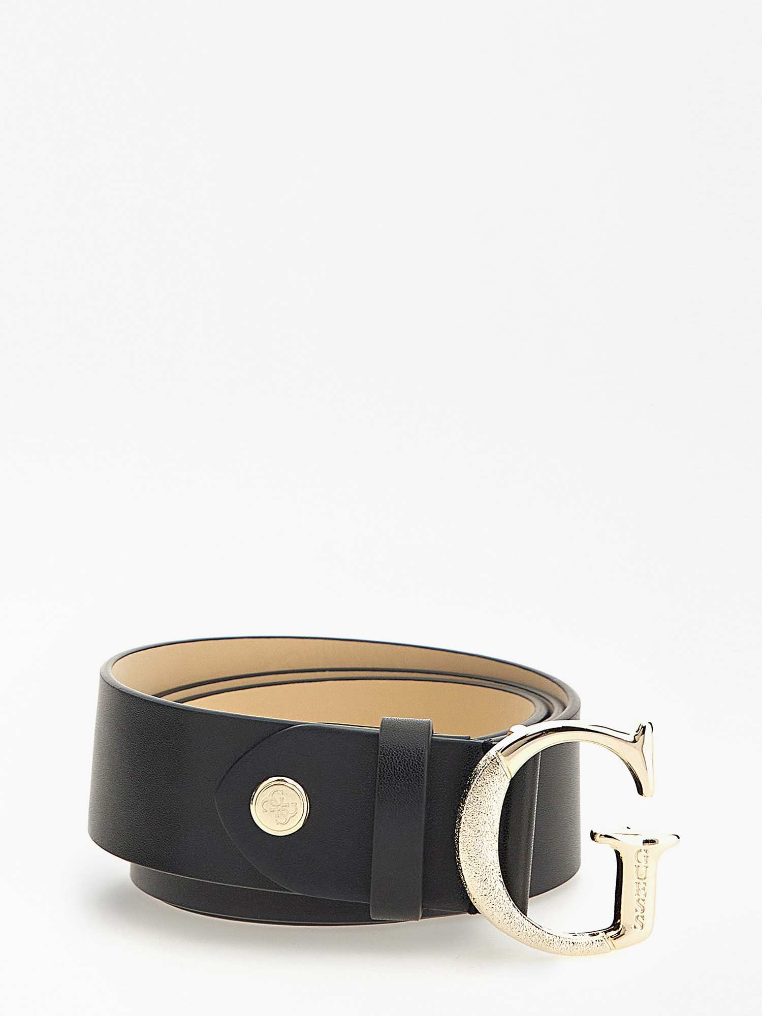 Women Black Polyurethane Solid Adjustable Belt With Pin Buckle