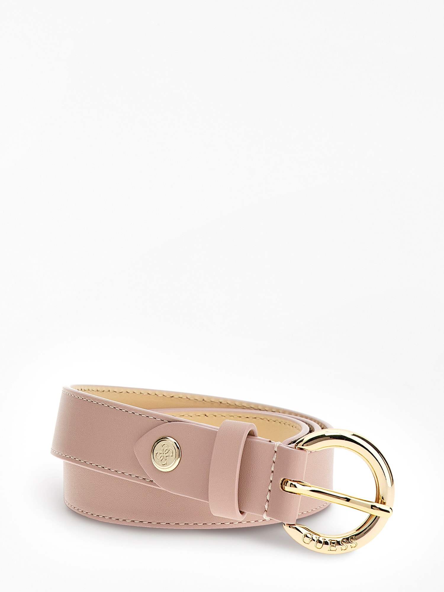 Women Pink Polyurethane Monogram Silvana Adjustable Belt With Tang Buckle