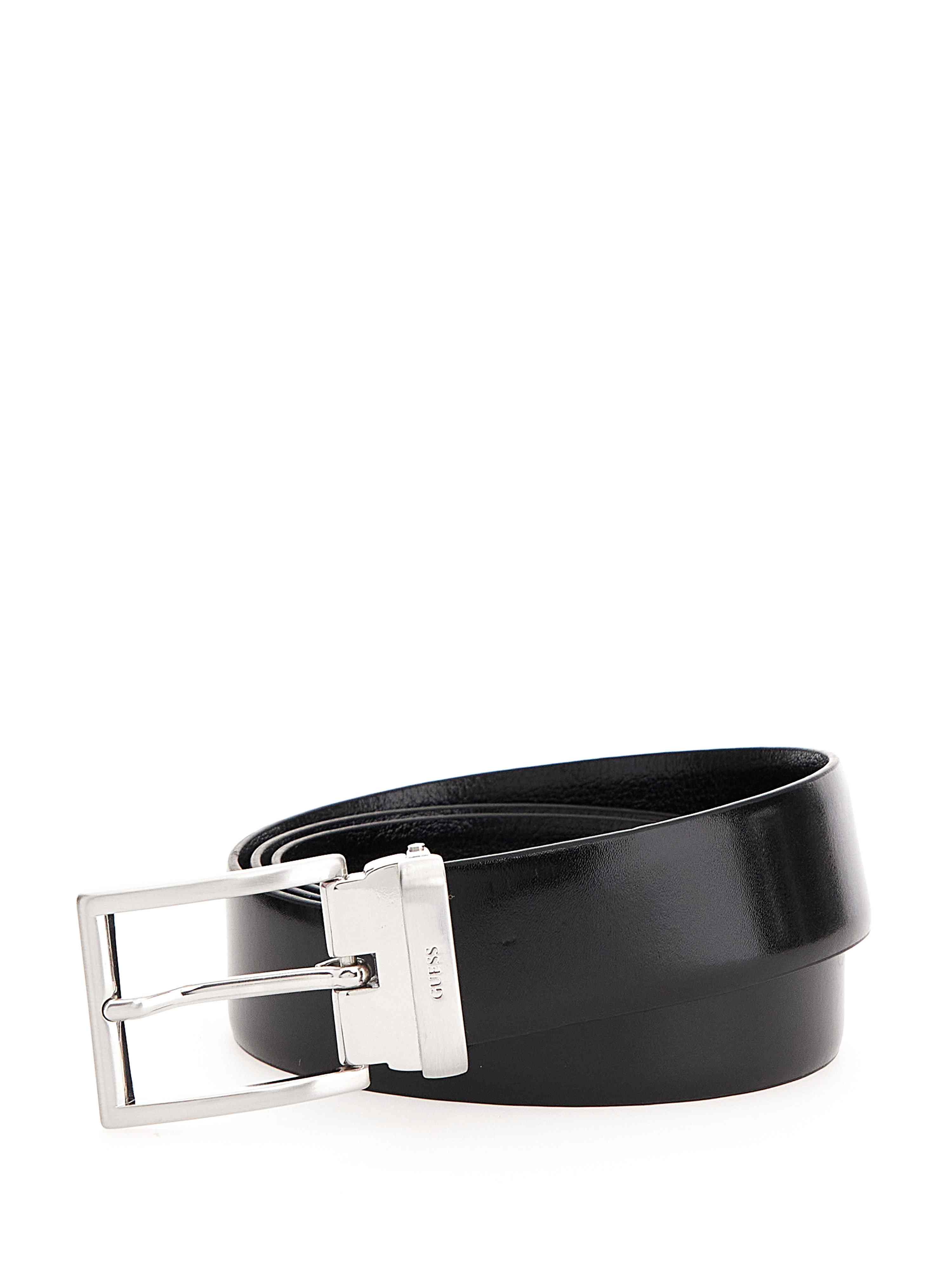 Men Black Leather Solid Adjustable Belt with Tang Buckle