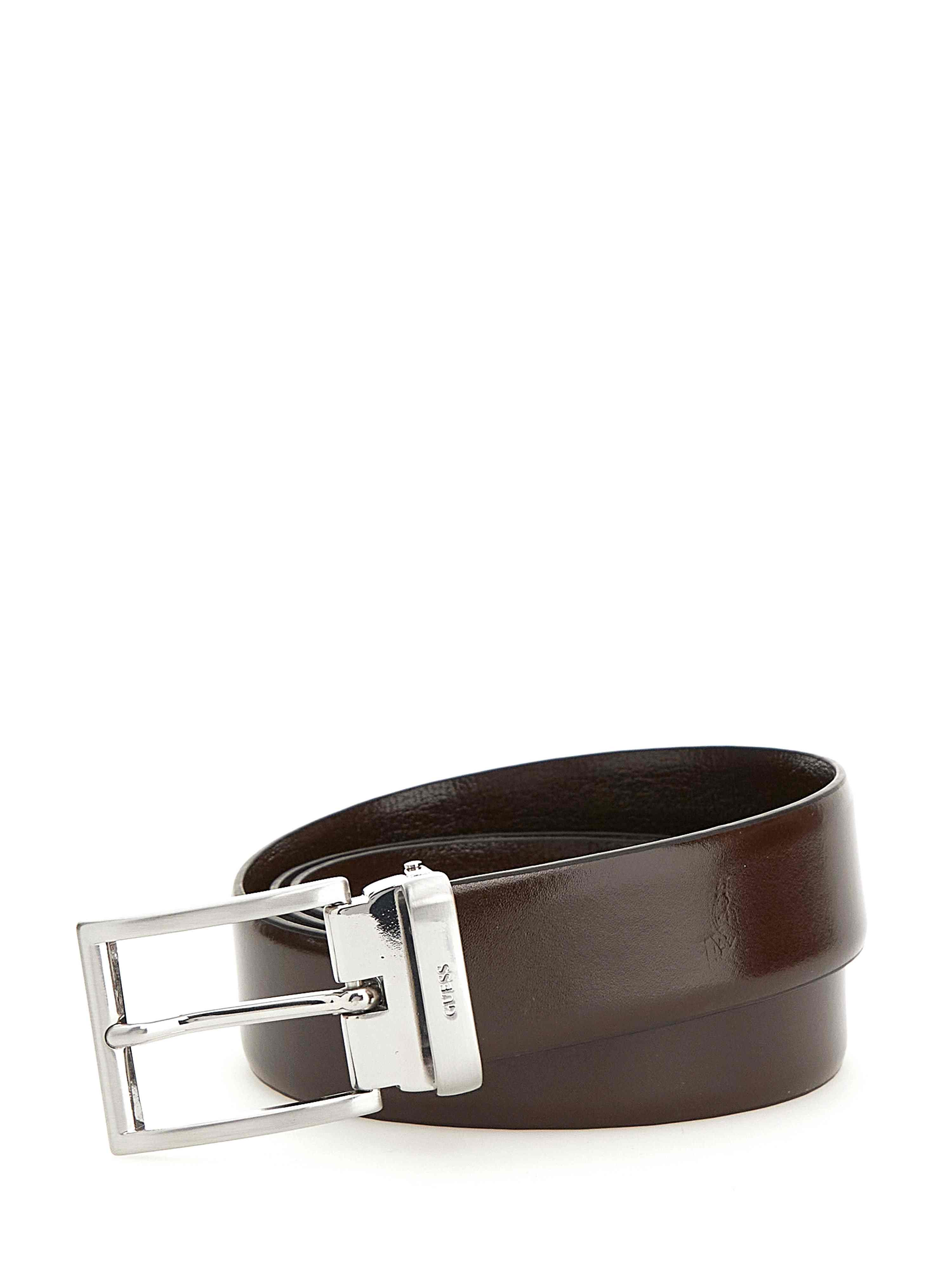 Men Brown Leather Solid Adjustable Belt with Tang Buckle