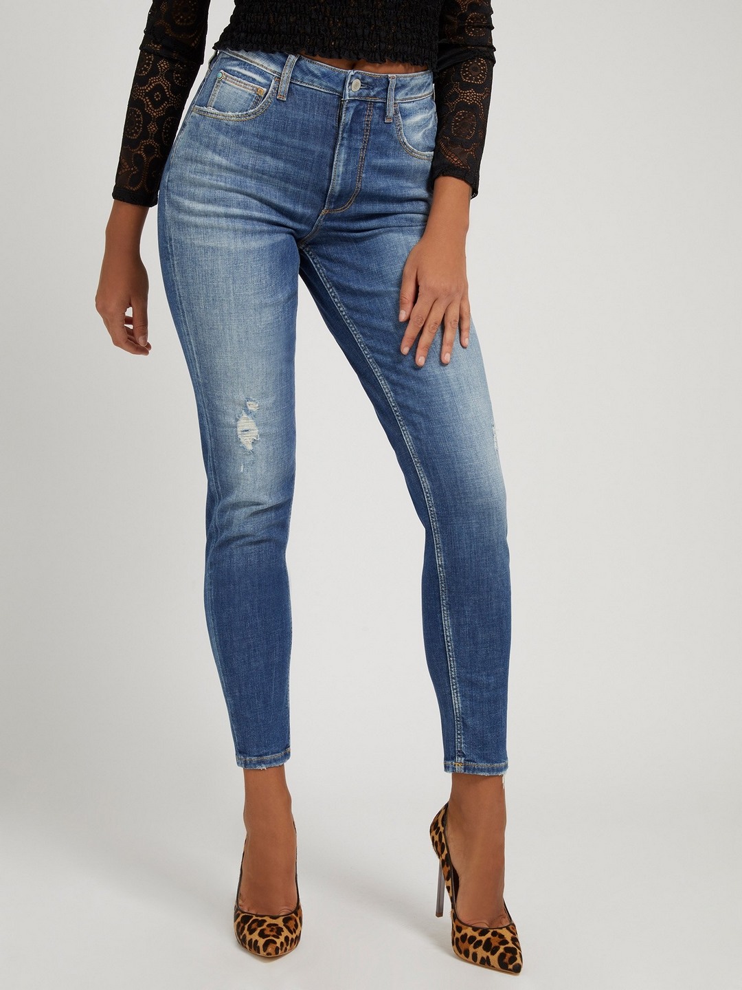 Blue Solid High-Rise Relaxed Fit Jeans