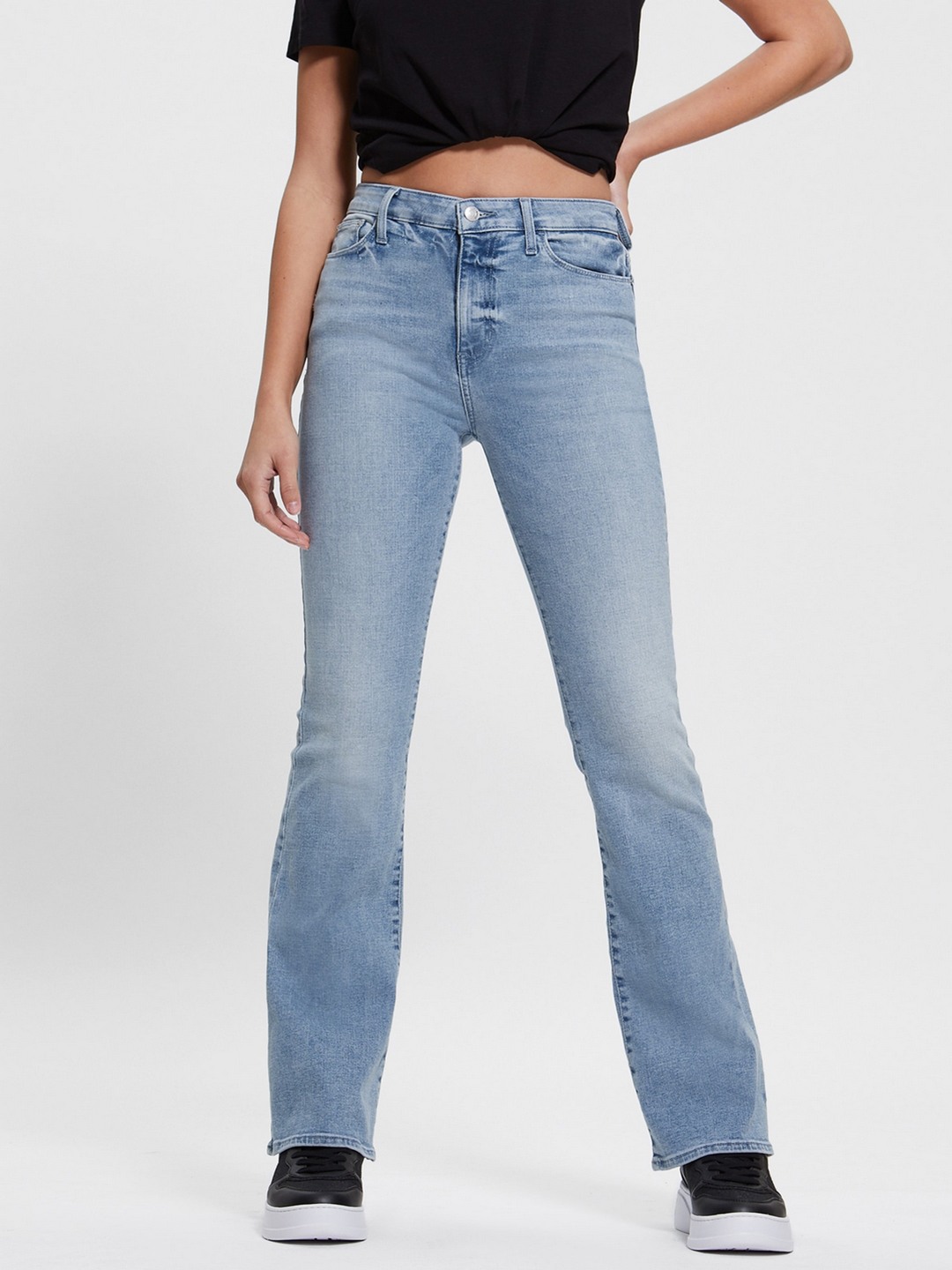 Blue Washed High-Rise Full Length Jeans