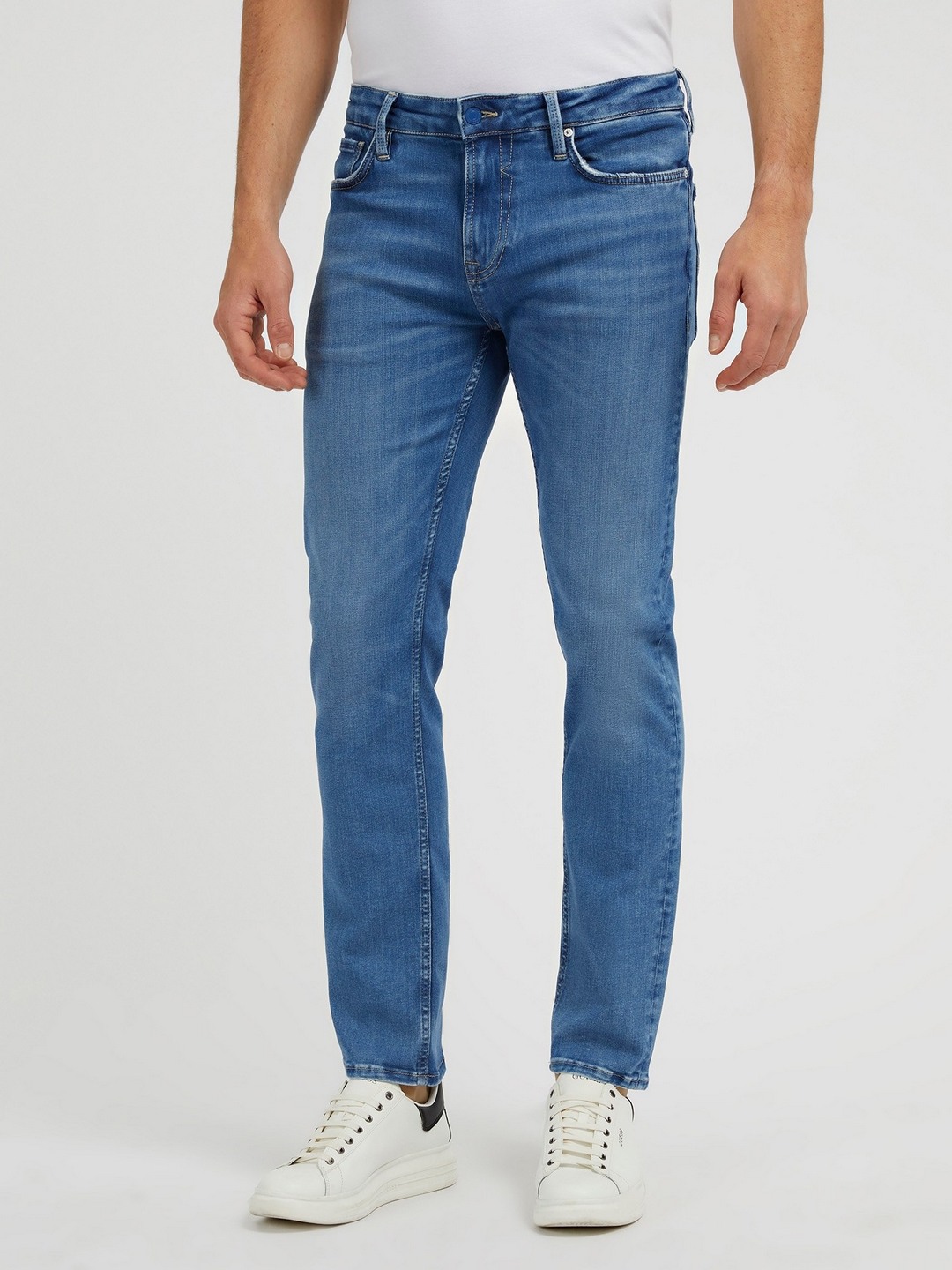 Blue Solid Mid-Rise Ankle Length Jeans