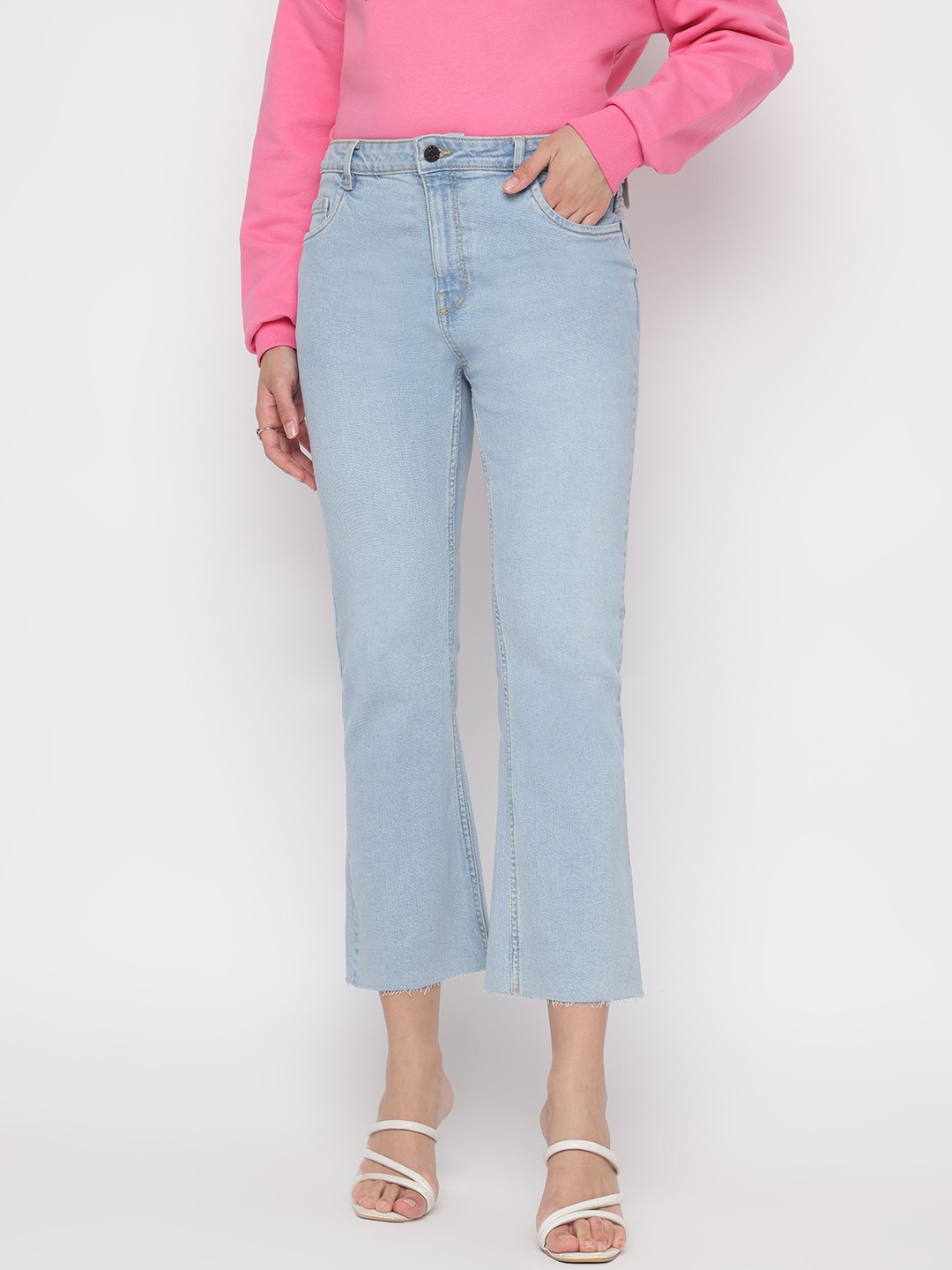 Blue Solid Skinny Bootcut Jeans