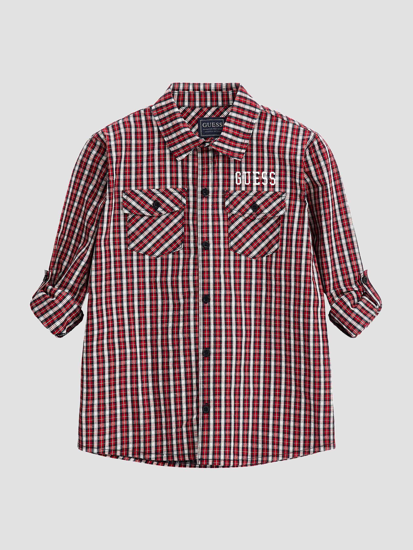 Red Spread Collar Full Sleeves Checked Shirt