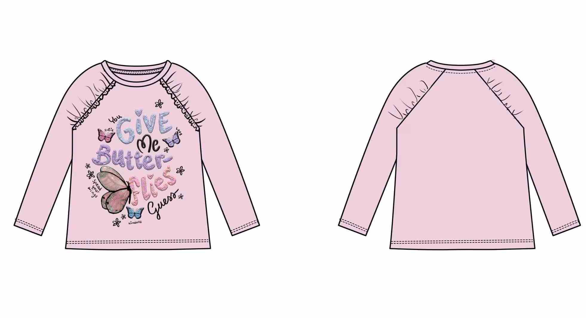 Pink Round Neck Full Sleeves Printed T-Shirt