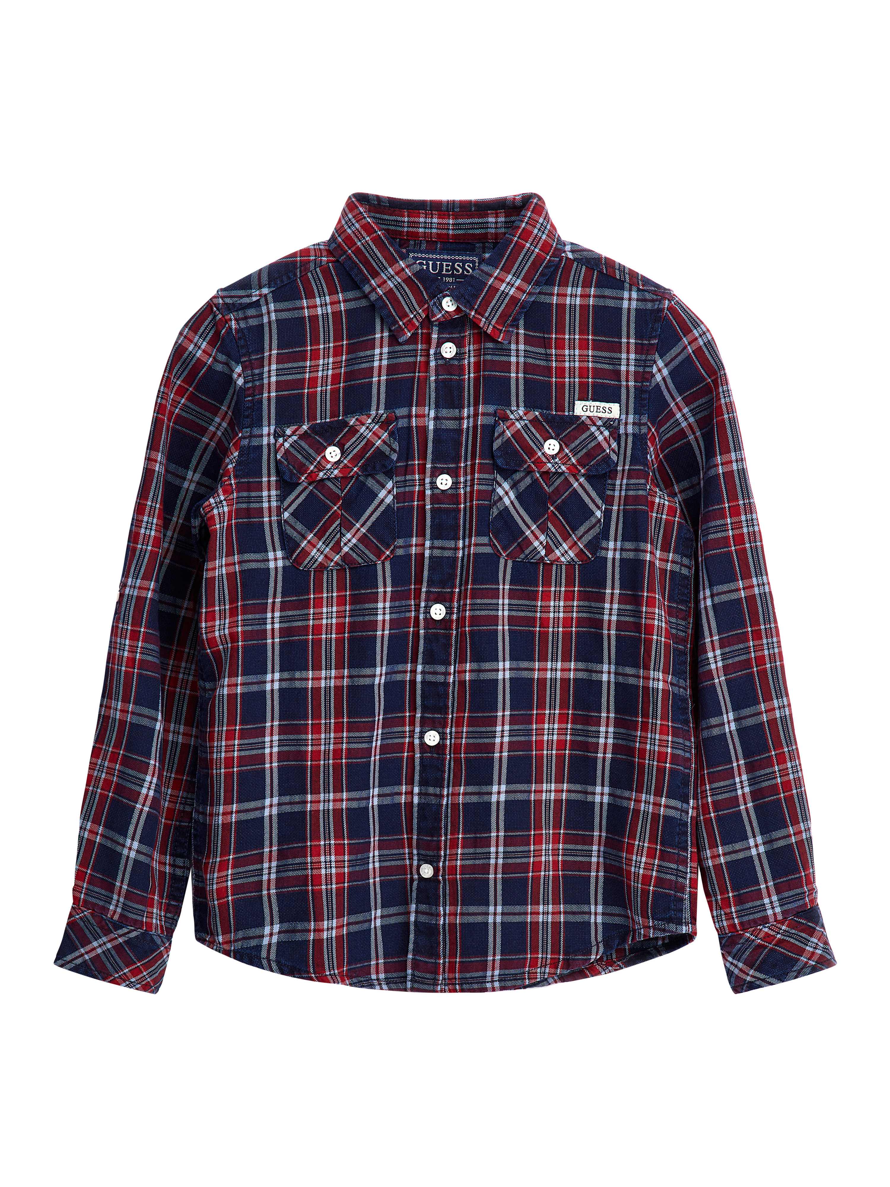 Blue Spread Collar Full Sleeves Checked Shirt