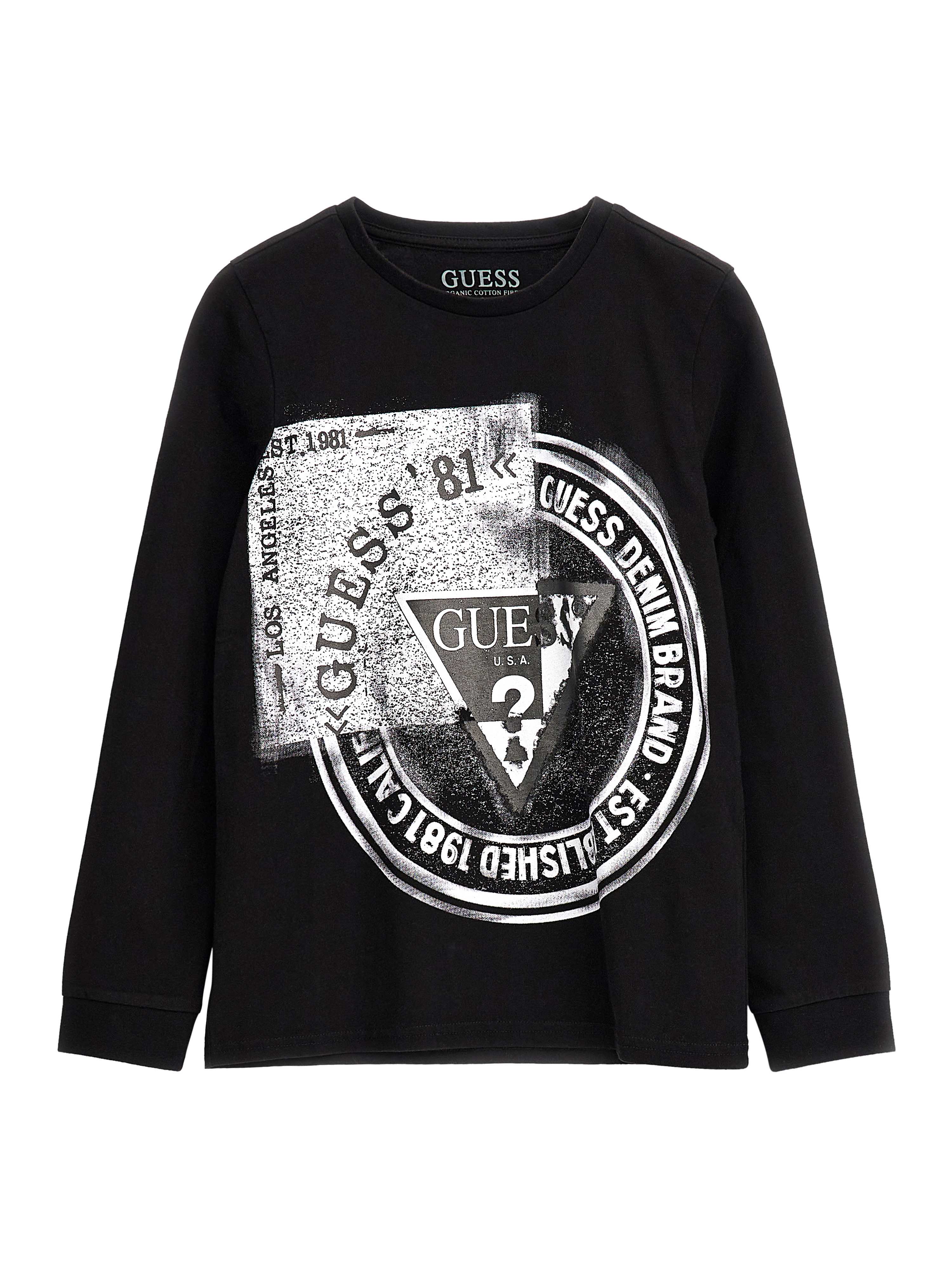 Black Round Neck Full Sleeves Printed T-Shirt