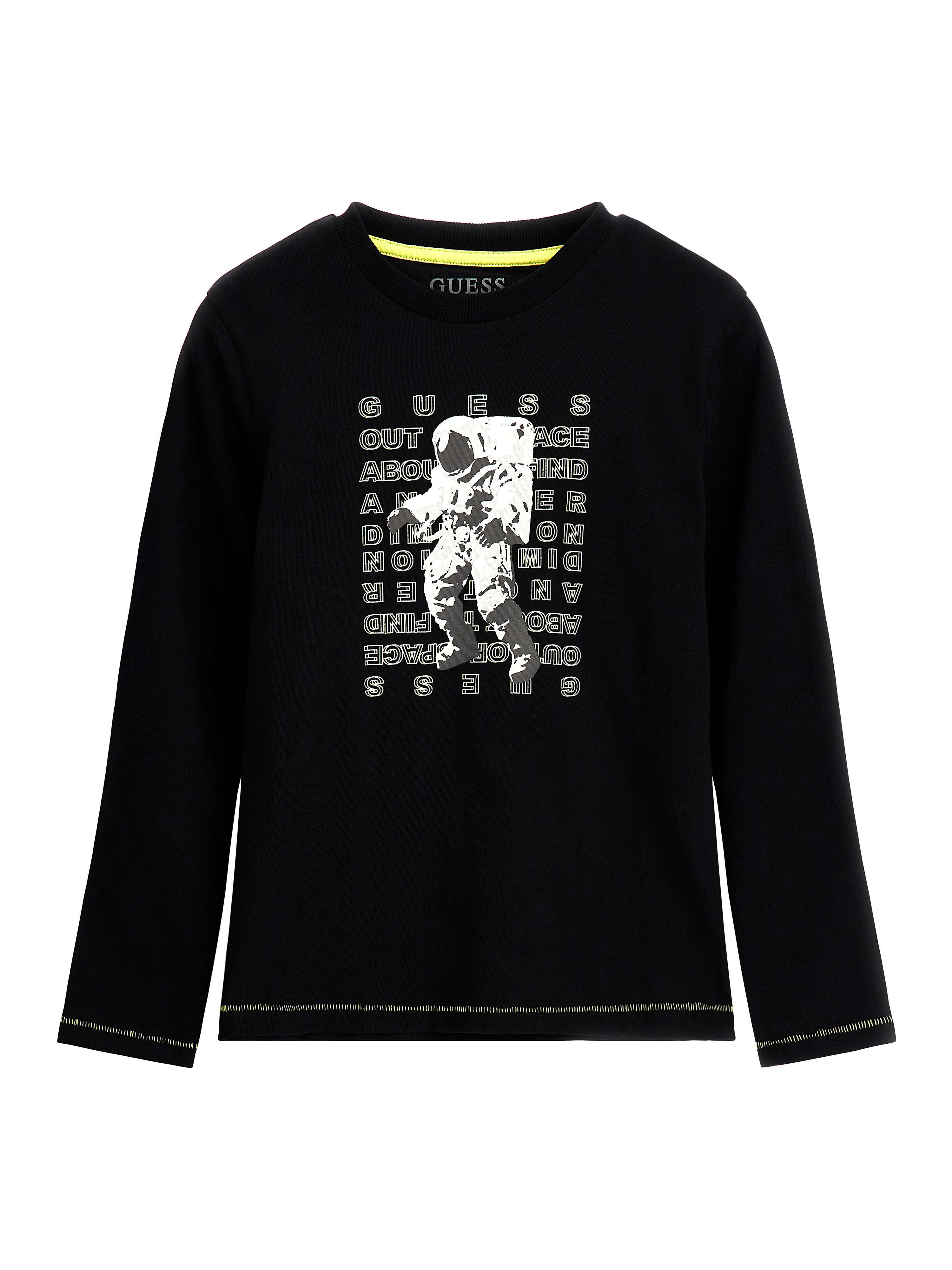 Black Round Neck Full Sleeves Printed T-Shirt