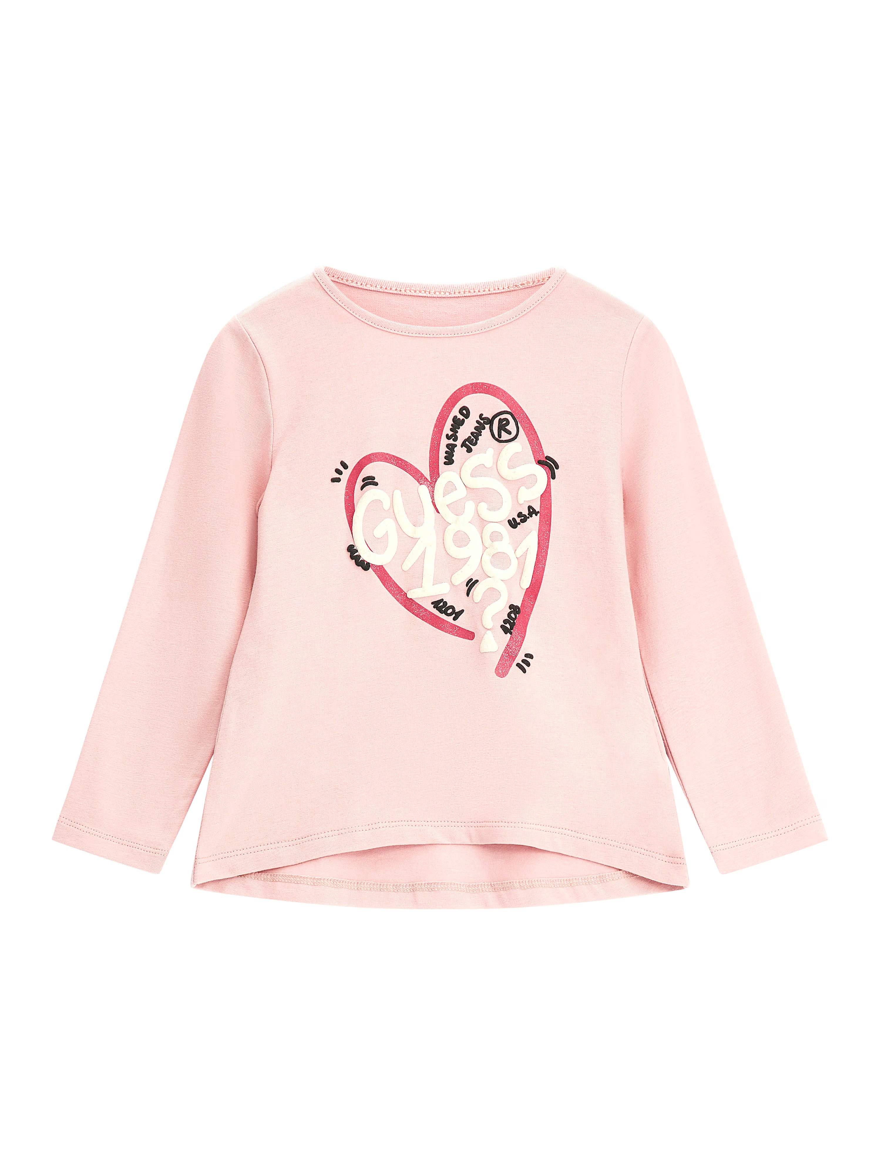 Pink Round Neck Full Sleeves Printed T-Shirt