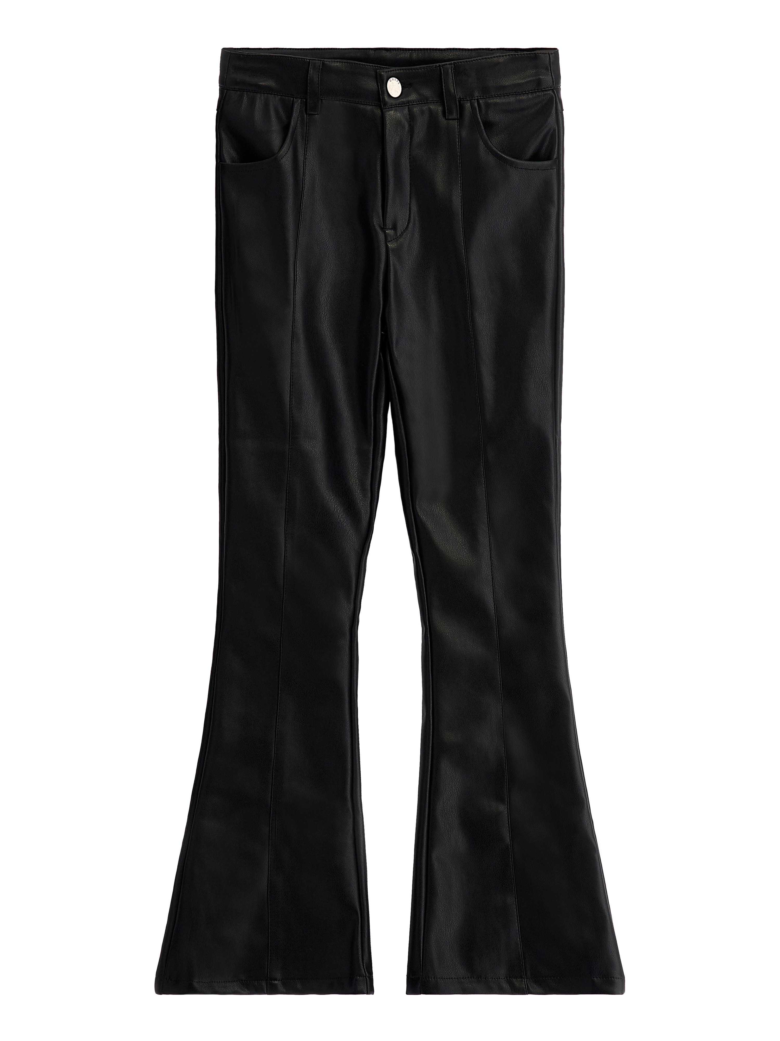 Black Solid Flat-Front Trouser