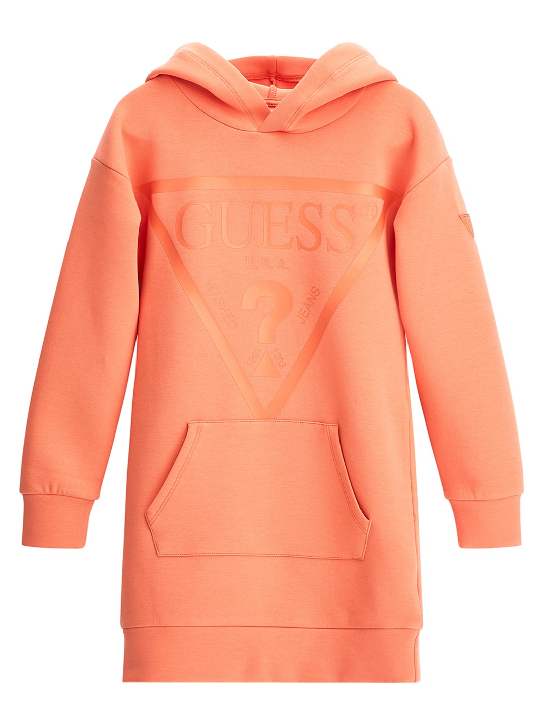 Orange Full Sleeves Printed Winter Dress
