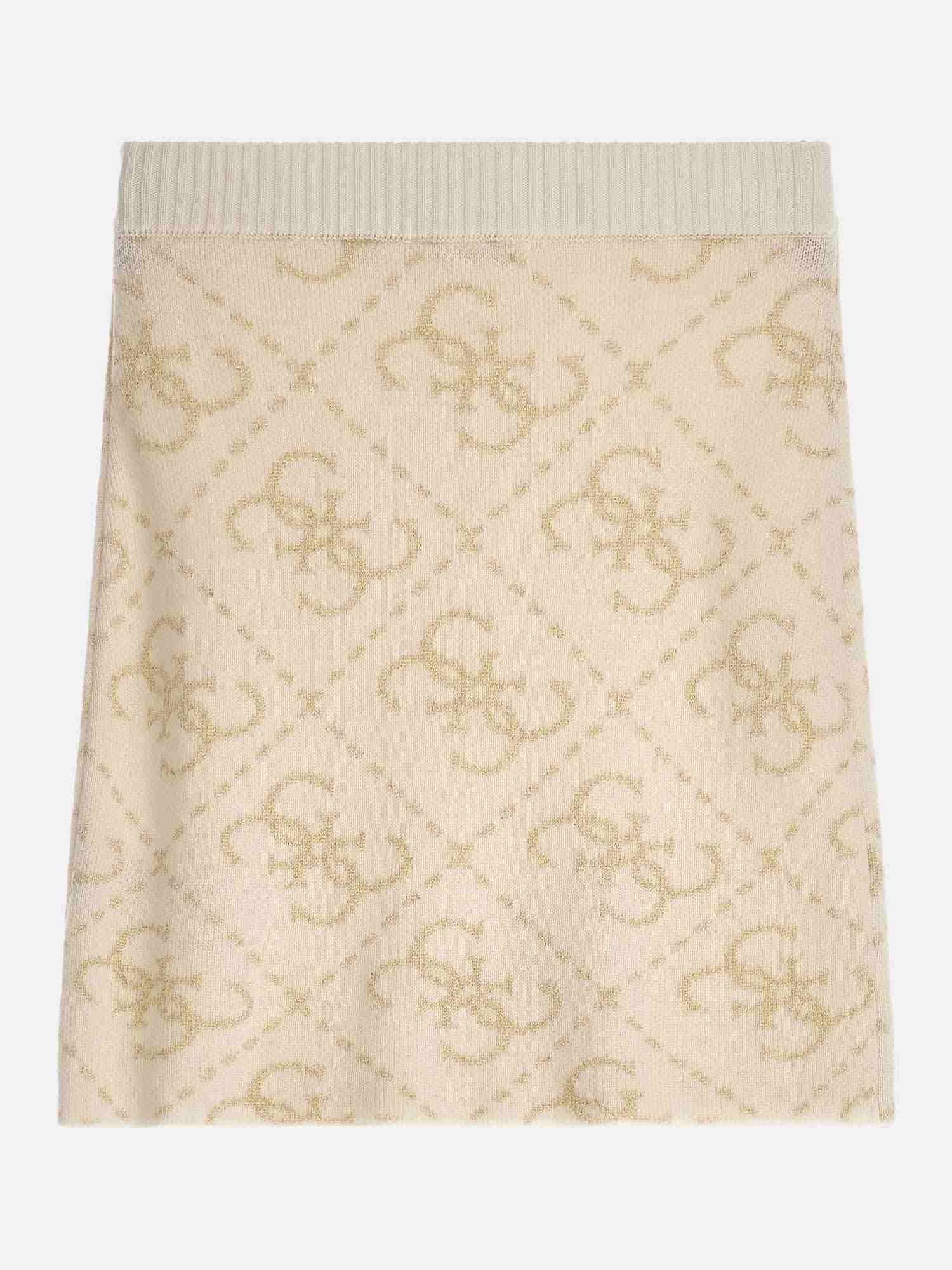 Cream Printed Straight Skirt