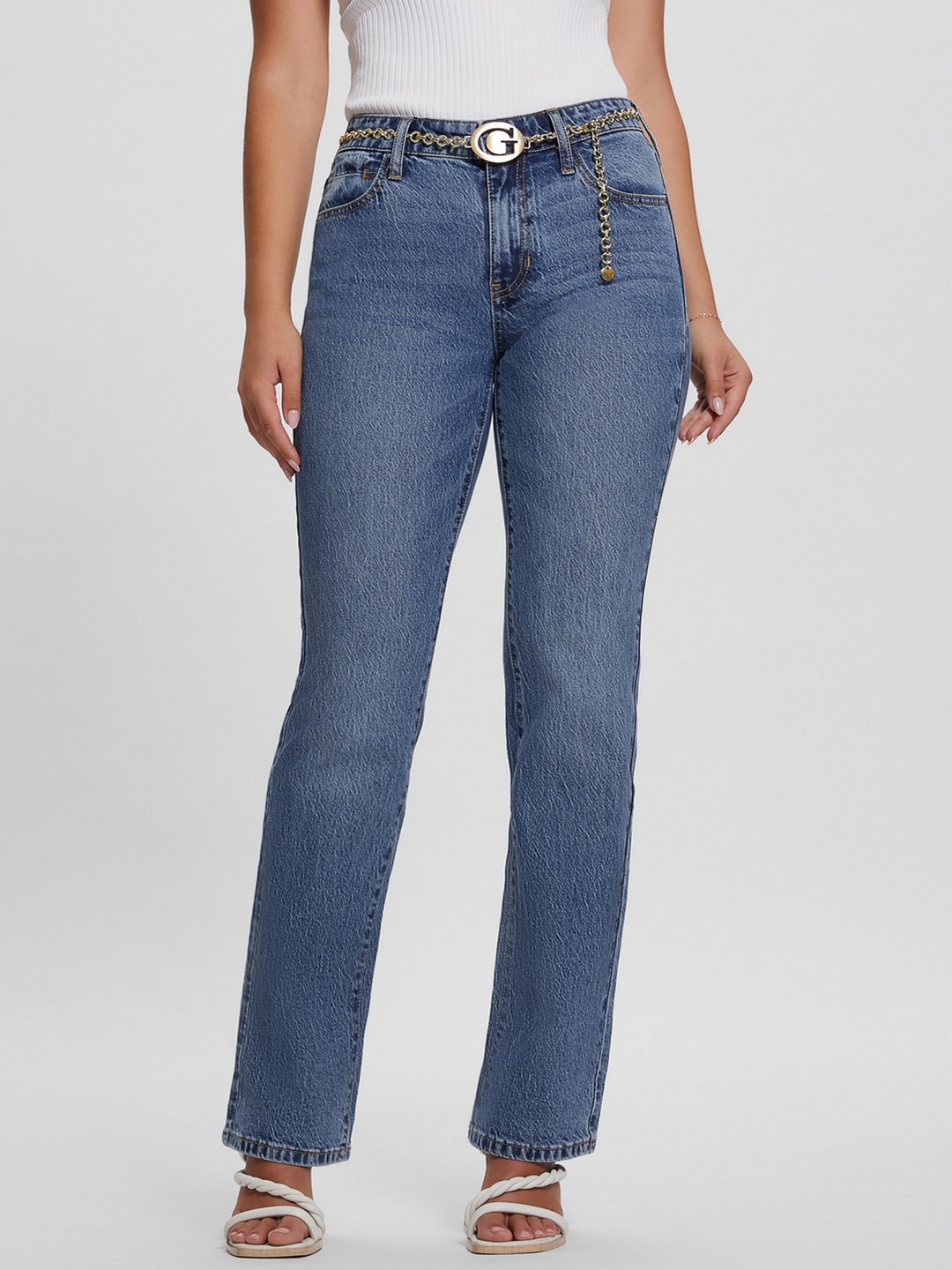 Blue Solid High-Rise Ankle Length Jeans