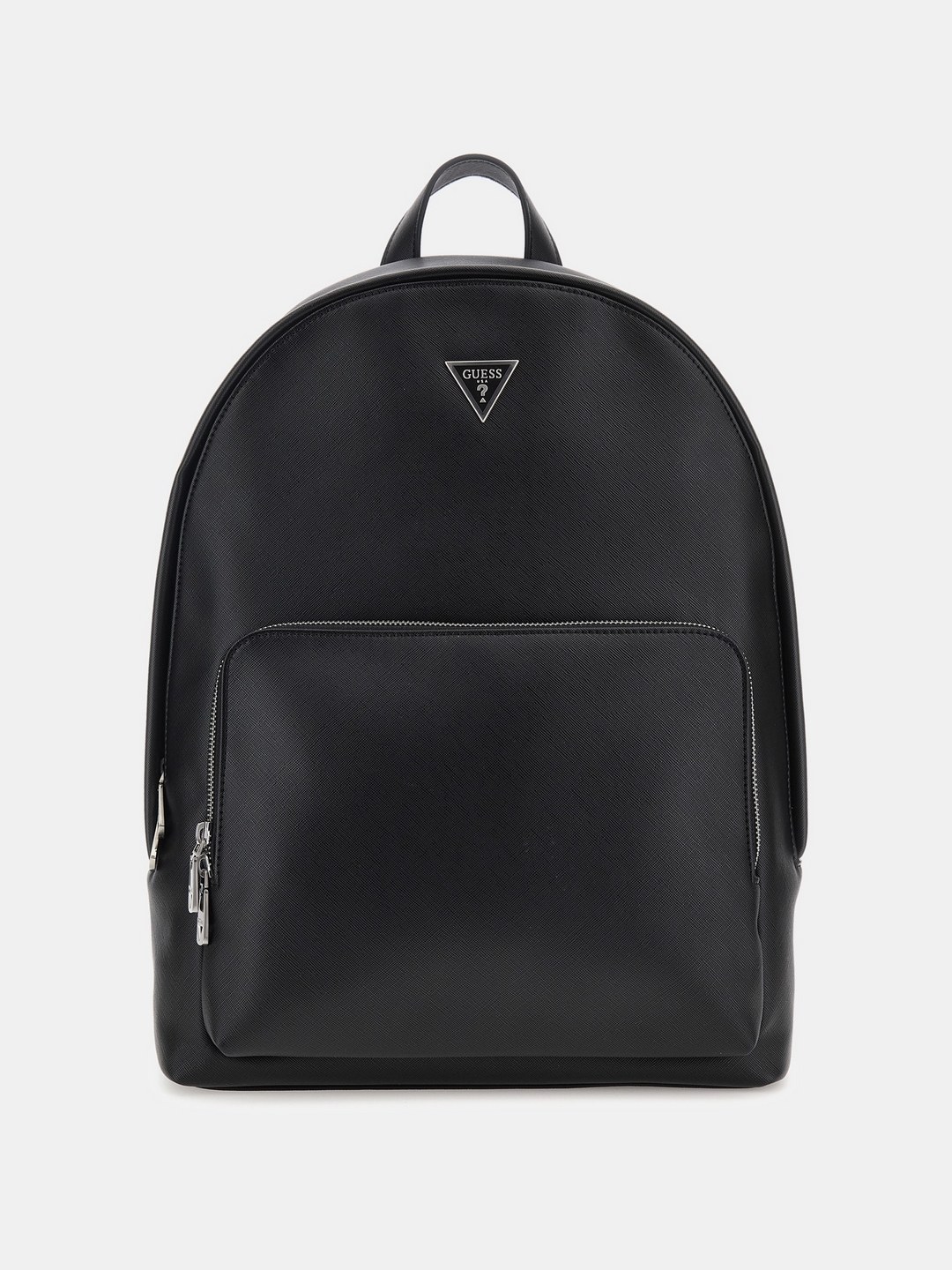 Black Solid PU Backpack
